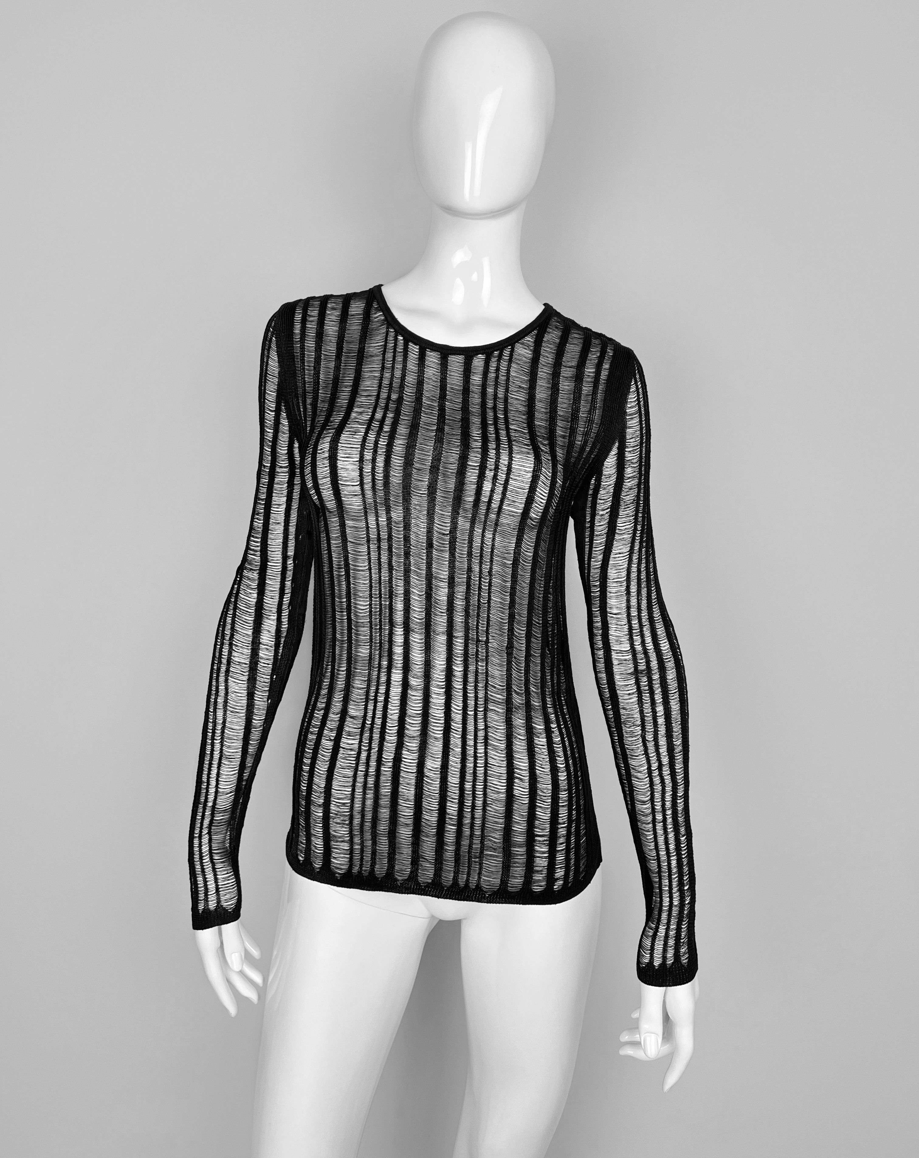 DISTRESSED SEMI SHEER KNIT SWEATER RETAIL ~ $900