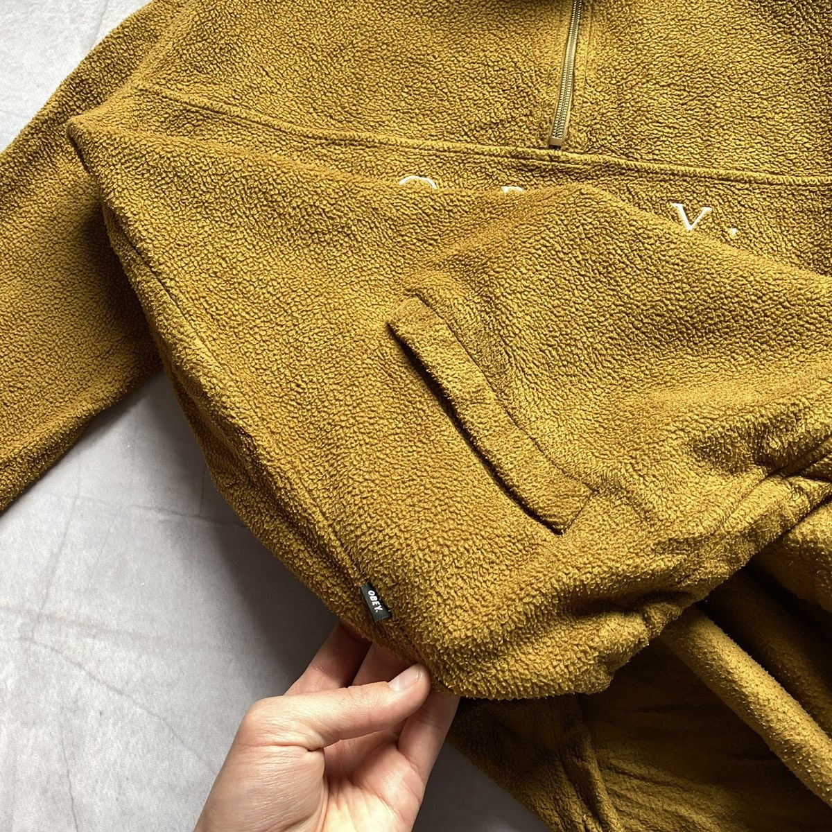 Obey × Vintage Vintage Obey Fleece Anorak Jacket Zip 1/3 Baggy Big Logo Y2K Size US L / EU 52-54 / 3 - 4 Thumbnail