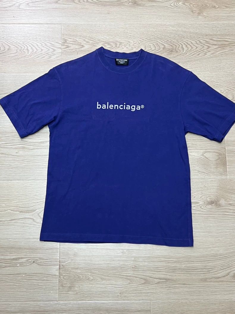 Balenciaga Balenciaga Letter Logo Short Sleeve, Blue XS Size US XS / EU 42 / 0 - 1 Thumbnail