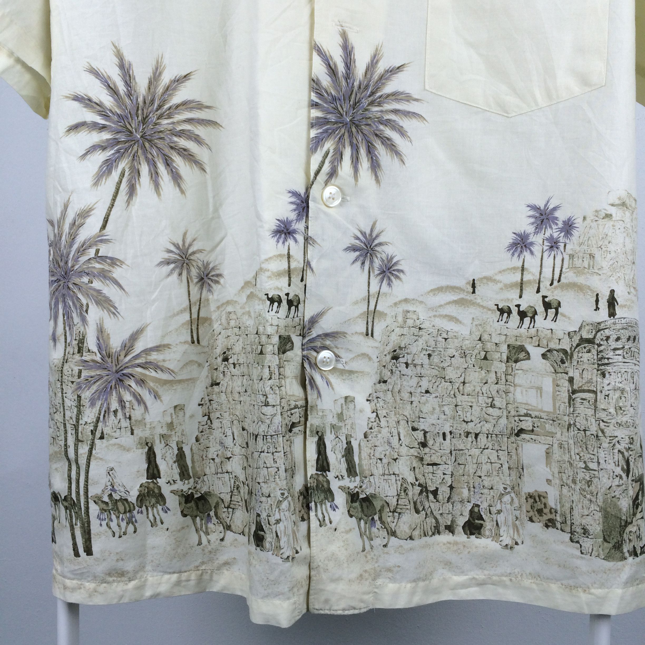 Designer × Vintage H38 RICHARD CLAYDERMAN BOWLING SHIRT ARABIC CULTURE ART Size US M / EU 48-50 / 2 - 4 Thumbnail