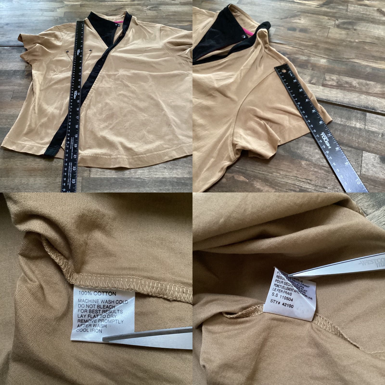 Pinko Jamie Sadock Womens Top Short Sleeve Brown Black Pink Studded Golf Tennis Size S V-Neck Pullover Casual Shirt Womens Modern Sports Golf Size S / US 4 / IT 40 - 8 Thumbnail
