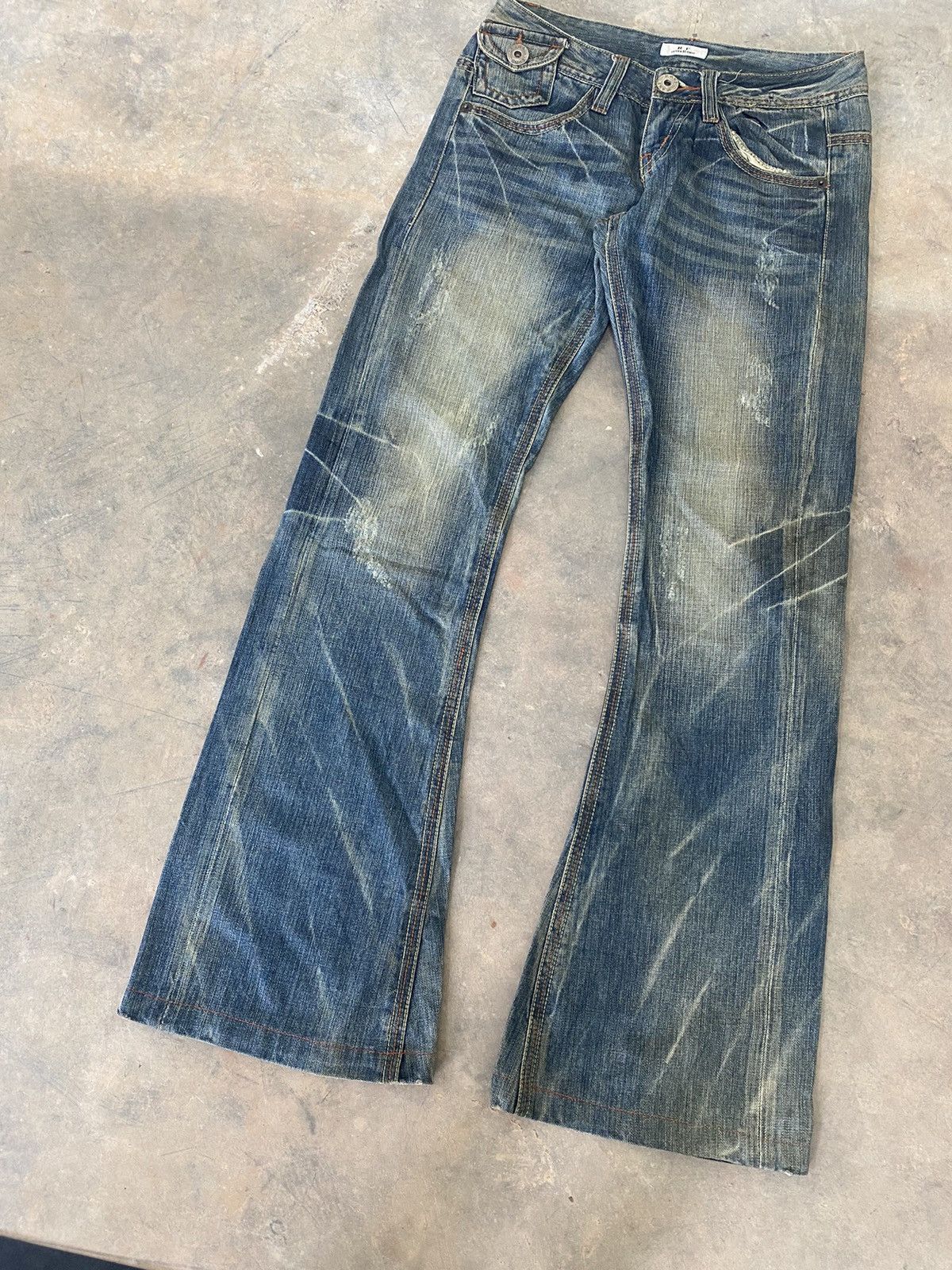 Hysteric Glamour × Japanese Brand × Le Grande Bleu (L.G.B.) Flare ☠️ Remix Wash Jeans punk Grunge LGB Rare Japan Size US 30 / EU 46 - 4 Thumbnail
