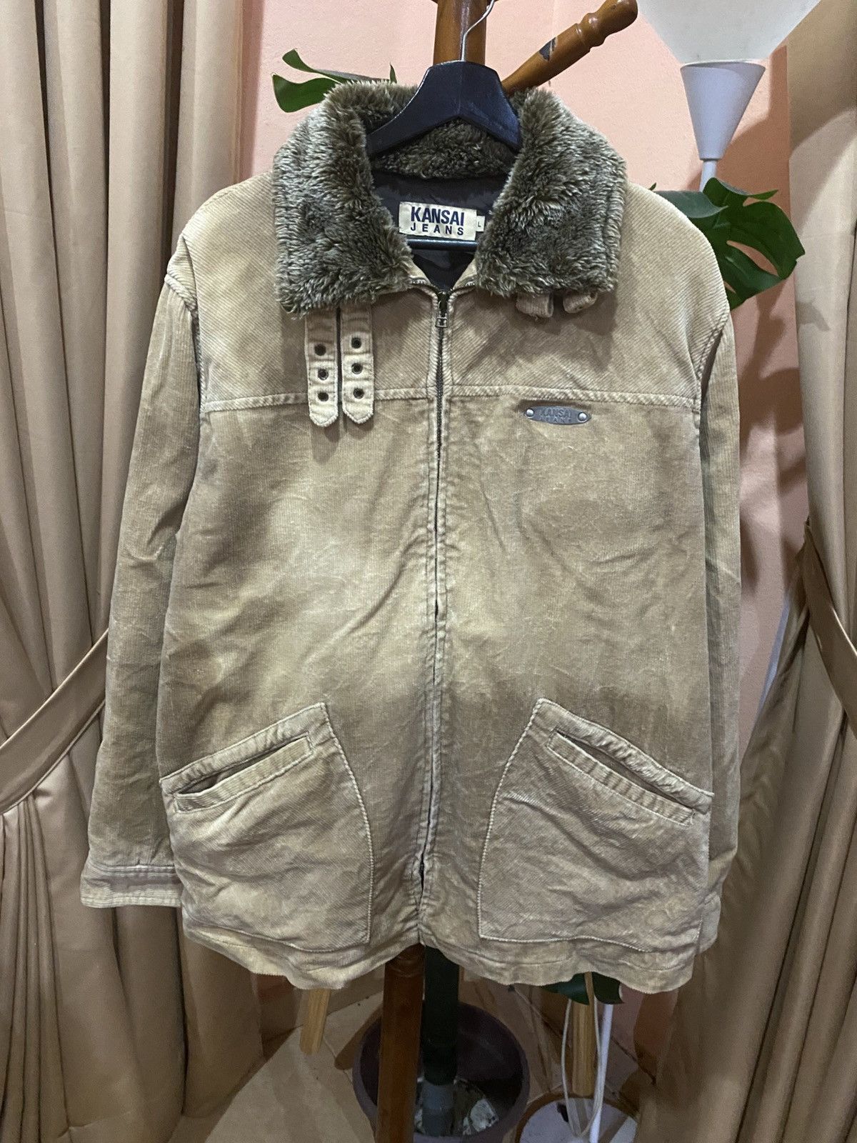 Kansai Yamamoto Vintage KANSAI JEANS Faux Fur Collar Corduroy Jacket Size US M / EU 48-50 / 2 - 1 Thumbnail