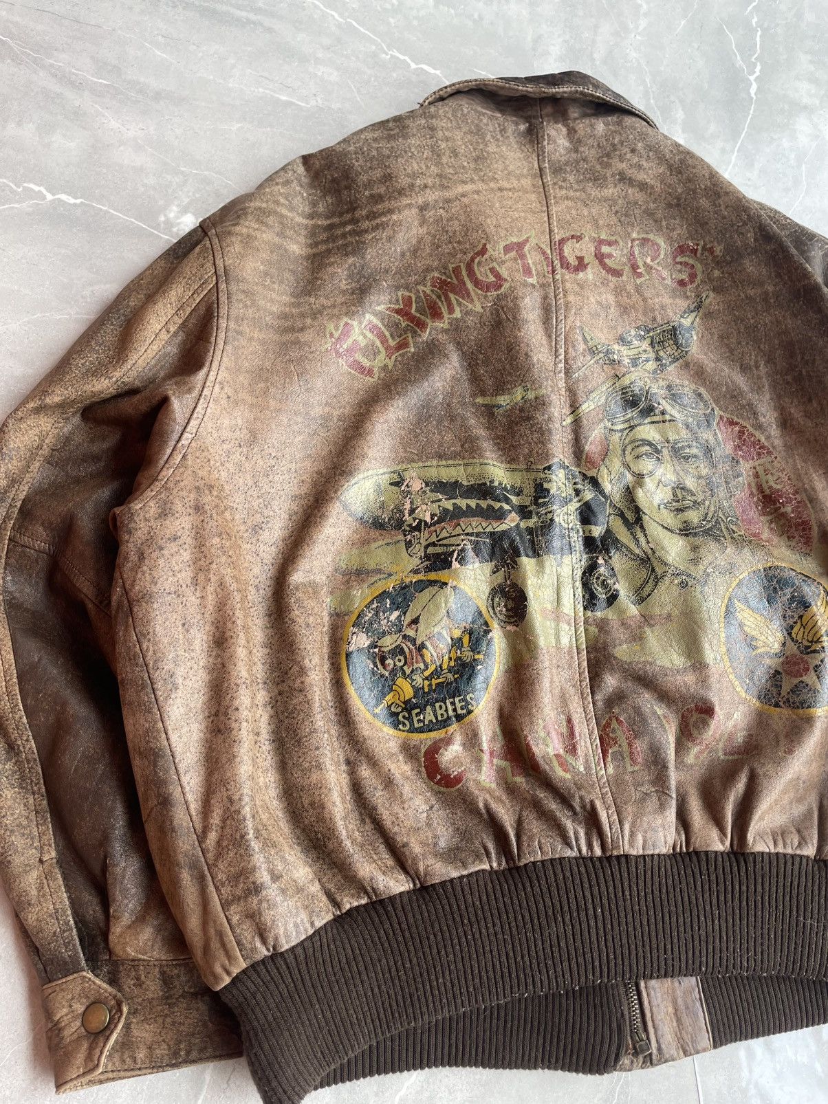 Leather Leather Jacket Flying Tigers 80s Size US L / EU 52-54 / 3 - 8 Thumbnail