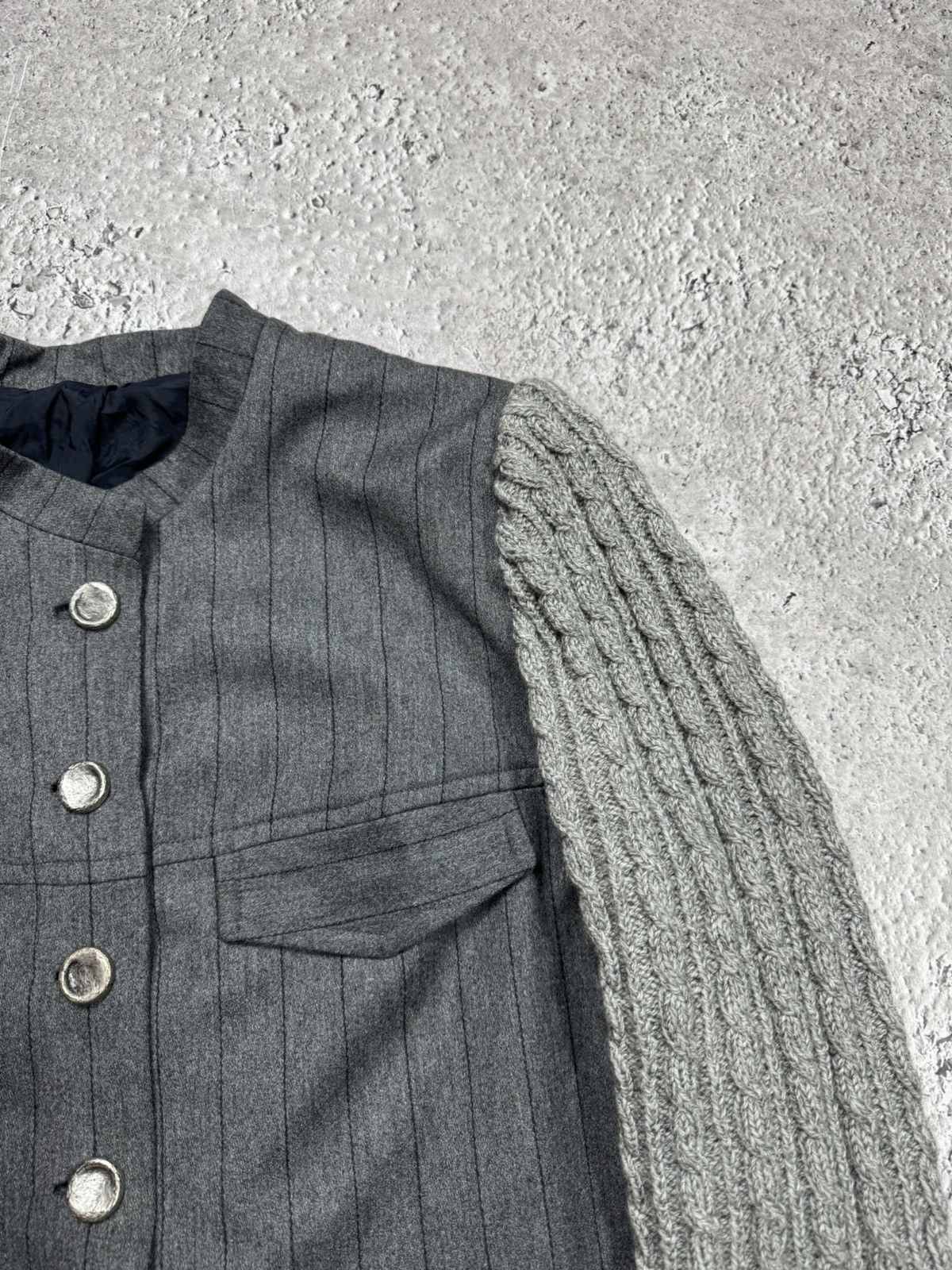 Other Designer Wool Blend Jacket Cable Knit Sleeves Gray Coat Size M / US 6-8 / IT 42-44 - 5 Thumbnail