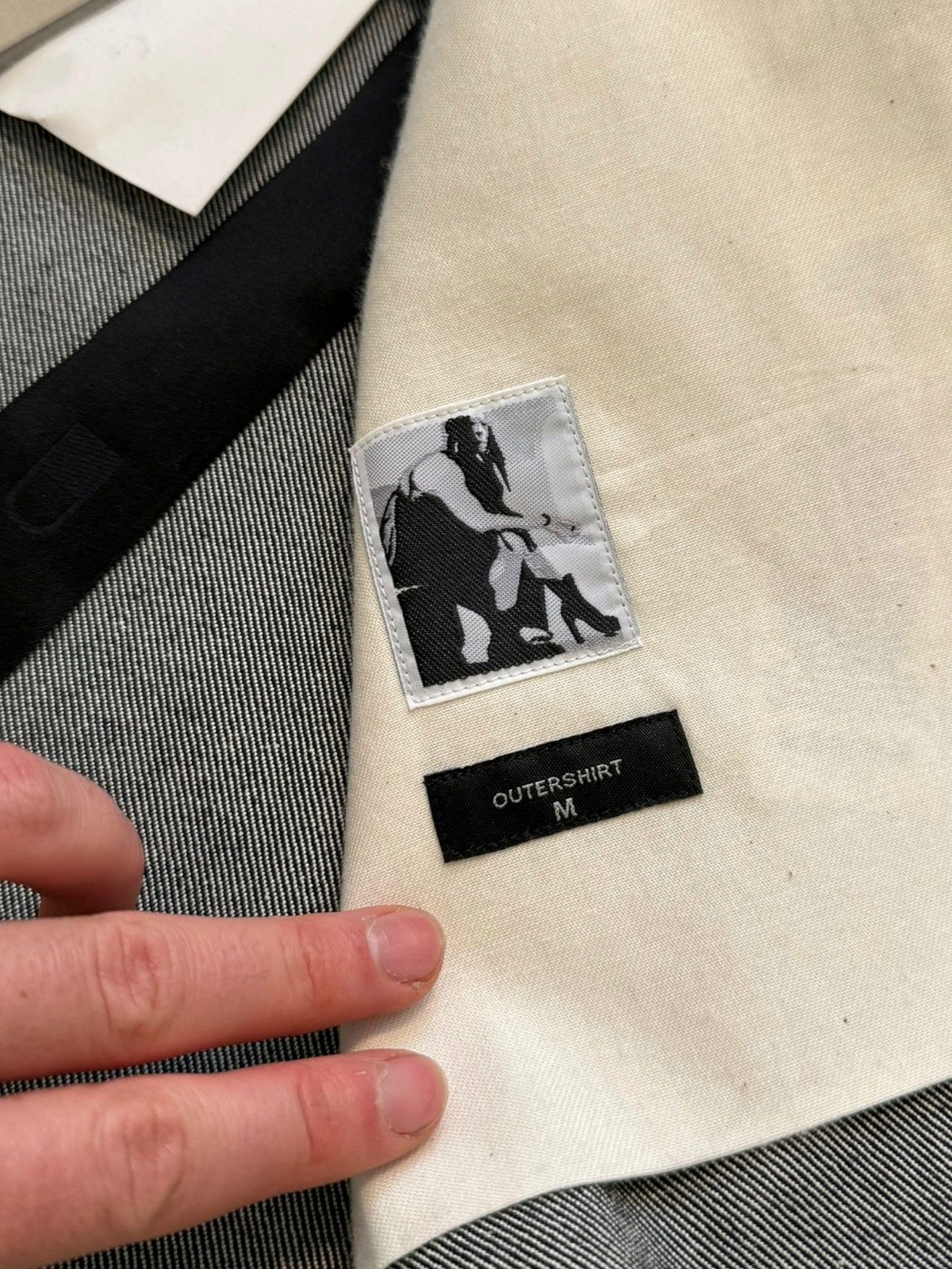 Rick Owens × Rick Owens Drkshdw Denim Outershirt Milk Melange Overshirt Size US M / EU 48-50 / 2 - 9 Thumbnail