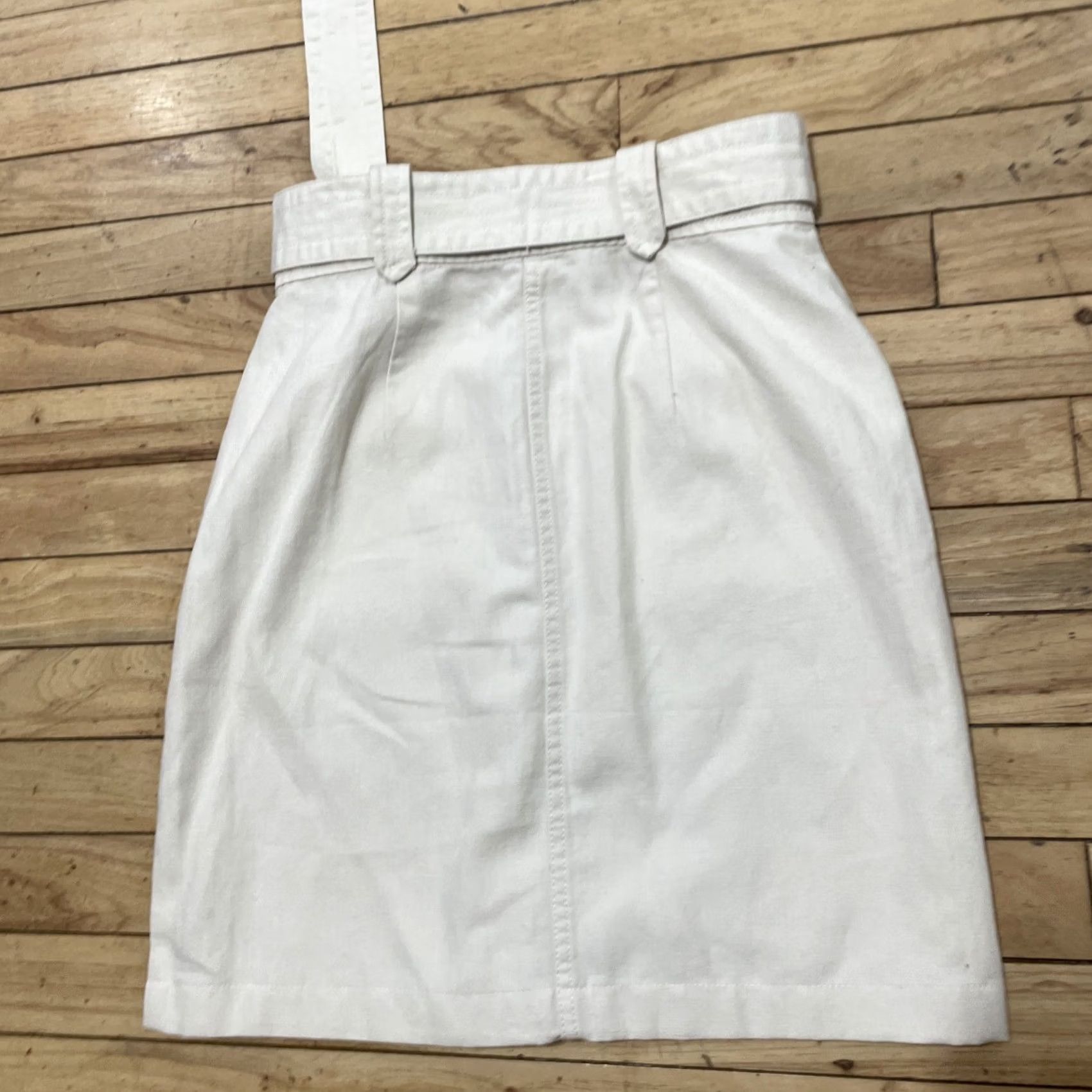 Vintage VINTAGE Military Button Front Twill Mini Skirt Women Petite 0 Belted Retro Cream 26x17 Size 25" / US 0 / IT 36 - 2 Thumbnail