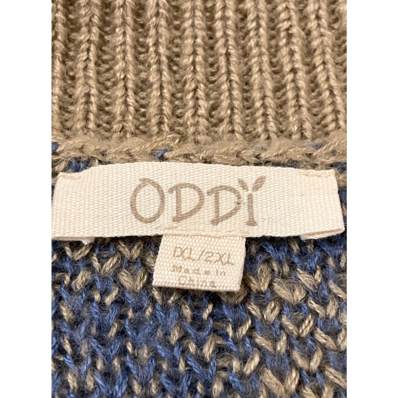 Vintage ODDI Sweater Womens 1XL/2XL Tan Blue Leopard Print Plus Size Pullover Crewneck Knit Long Sleeve Size XL / US 12-14 / IT 48-50 - 3 Thumbnail