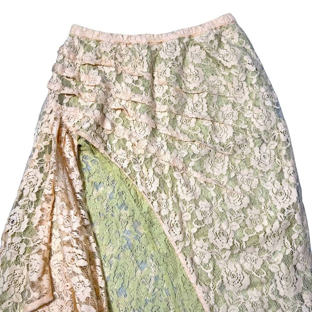 Free People NWT New $148 Free People Lace Peach Creme Combo Solene Skir Size 36" / US 14 / IT 50 - 4 Thumbnail