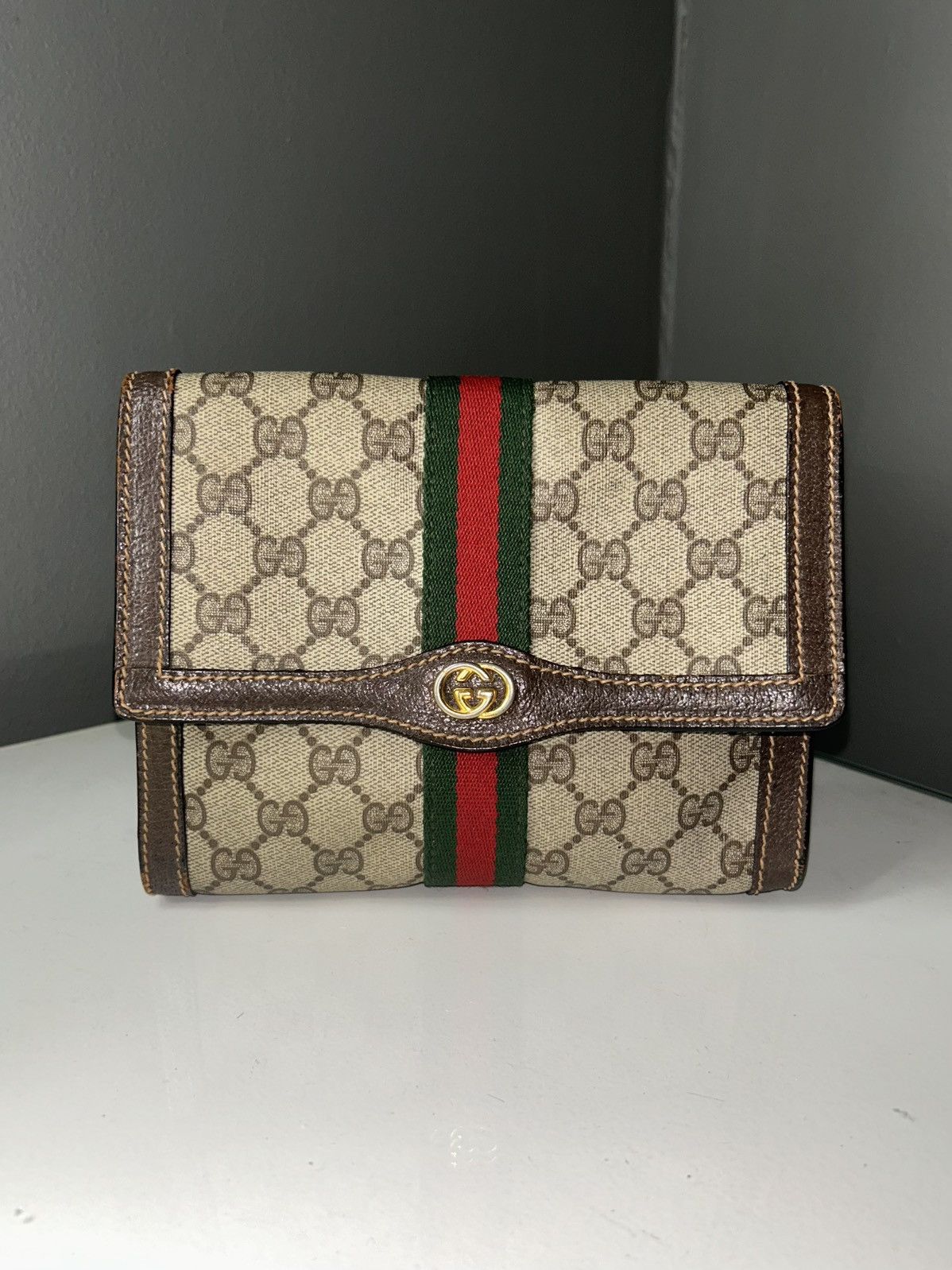 Gucci Vintage Gucci Parfums GG Supreme Sherry Line Clutch Bag Size ONE SIZE - 1 Thumbnail