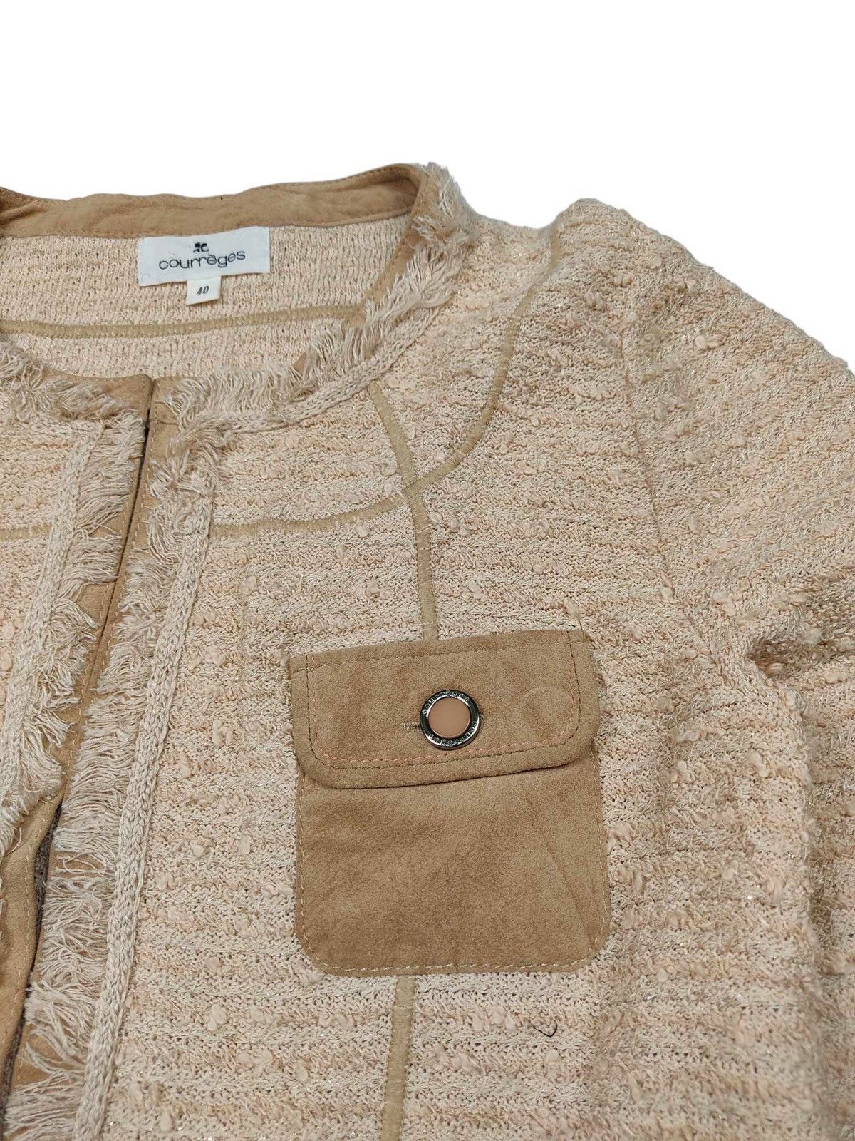 Courreges × Japanese Brand Beautiful Item 🔥 Courreges Tweed No Collar Jacket Size L / US 10 / IT 46 - 5 Thumbnail