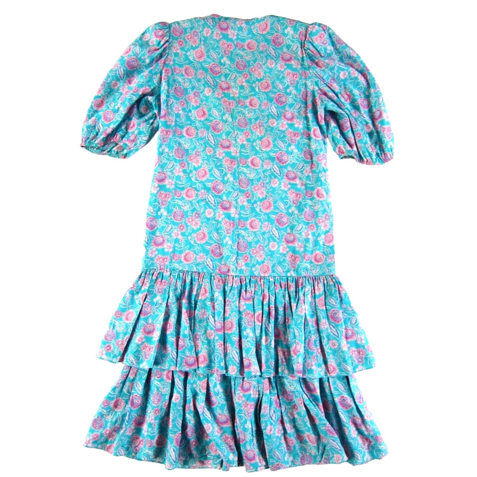 IWC Schaffhausen VINTAGE Belle France Jane Schaffhausen Drop Waist Cottage Dress 6 Pink Floral Rayon Midi Dress Women SET Size M / US 6-8 / IT 42-44 - 2 Thumbnail