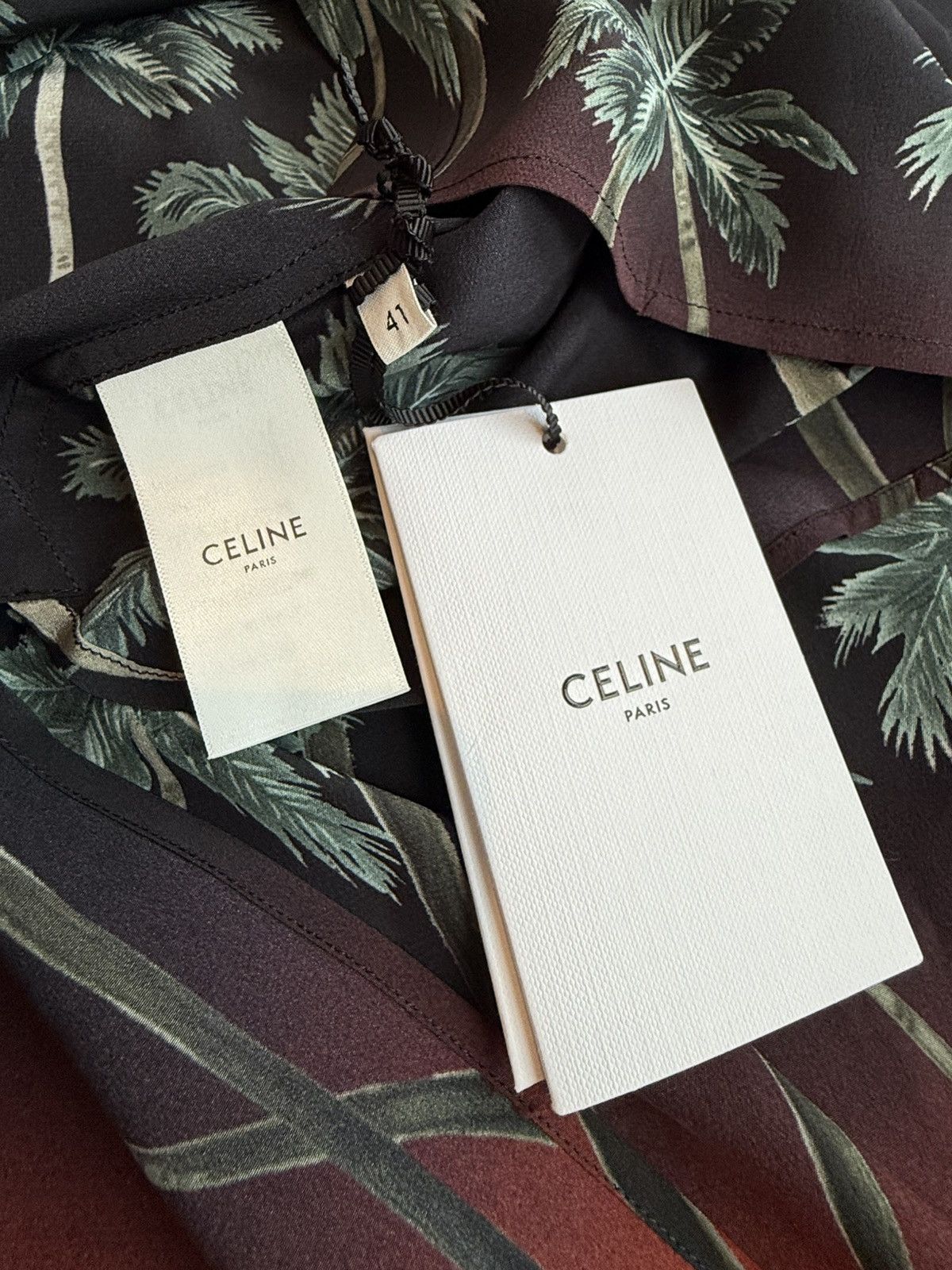 Celine $1.6k SS22 Celine Tailcoat palm tree Shirt in Silk Hedi 41 Size US L / EU 52-54 / 3 - 22 Thumbnail