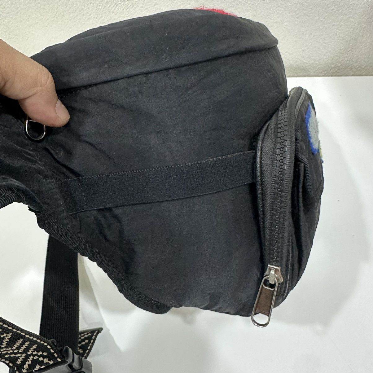 Gucci GUCCI BLACK NYLON TERRY CLOTH 80s LOGO PATCH WAIST BAG 29 Size ONE SIZE - 10 Thumbnail