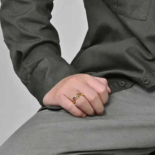 High Sport × Jewelry × Ring Of Fire 9mm Stainless Steel Vine Ring Gold Size ONE SIZE - 4 Thumbnail