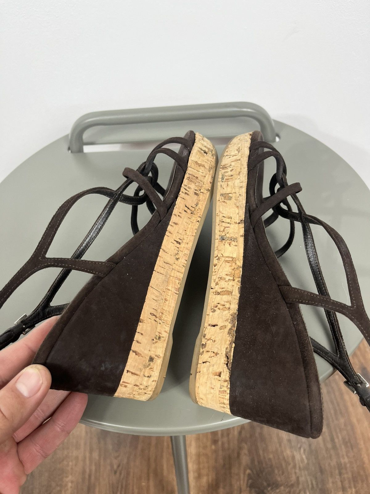 Prada Prada Brown Suede Cork Wedge Sandals – Size 36.5 Women’s Size US 6.5 / IT 36.5 - 10 Thumbnail