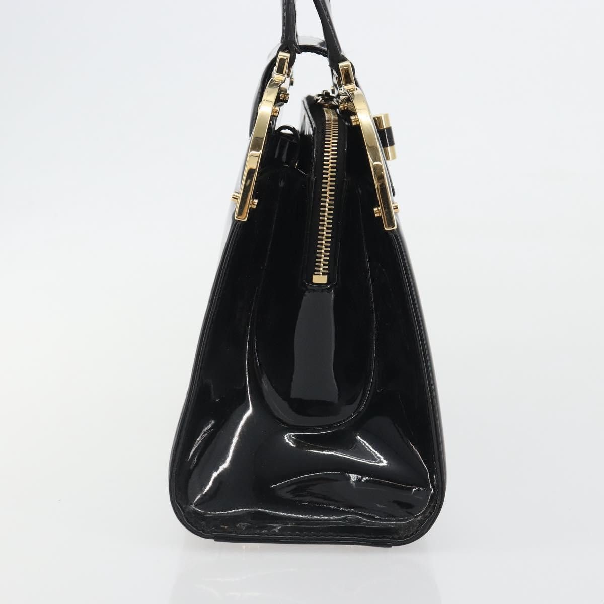 Saint Laurent Paris SAINT LAURENT Hand Bag Patent Leather Black Gold Auth Size ONE SIZE - 4 Thumbnail