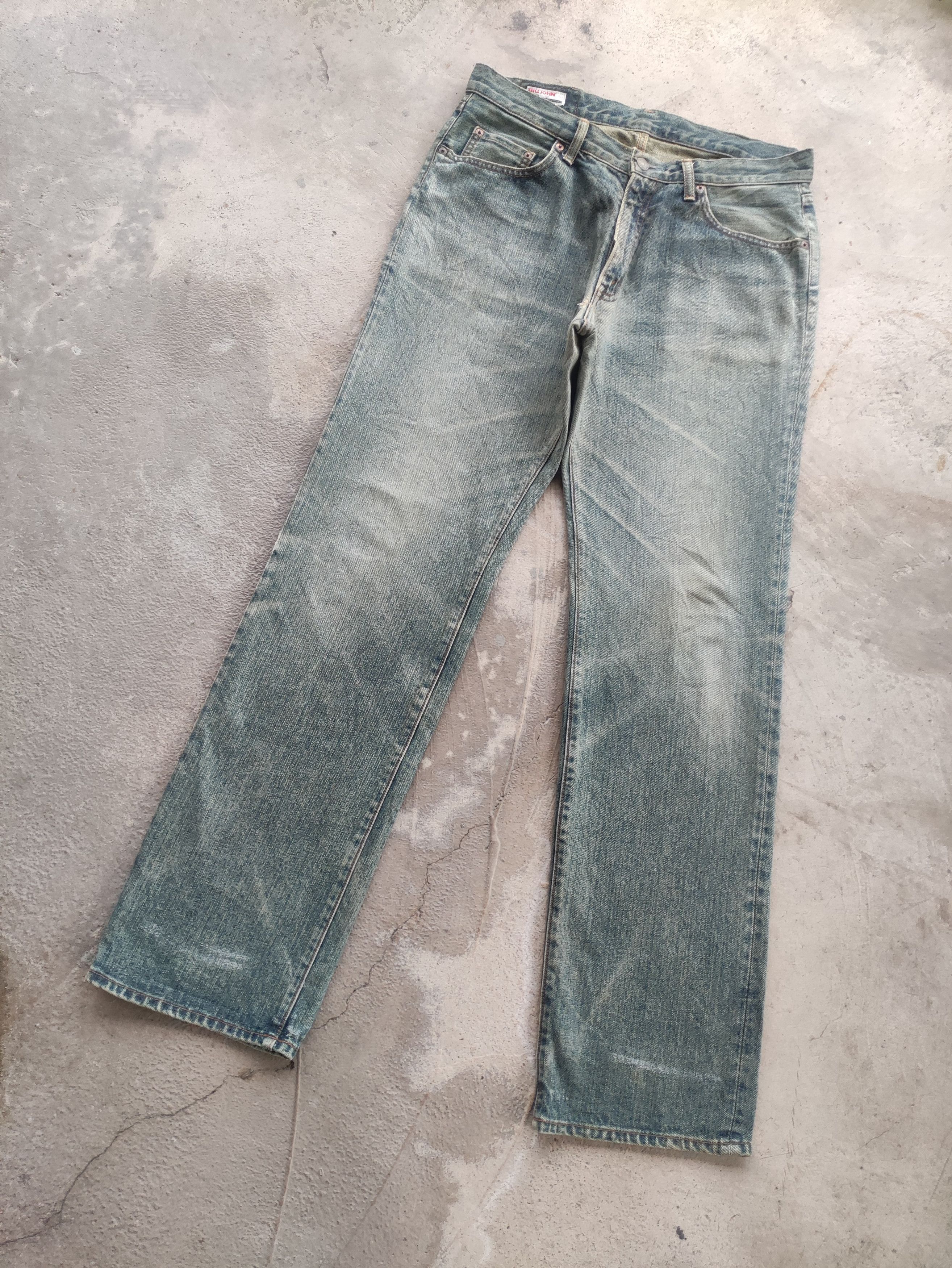 Big John Vintage Big John Japan Jean Distressed Faded Denim Size US 35 - 2 Thumbnail