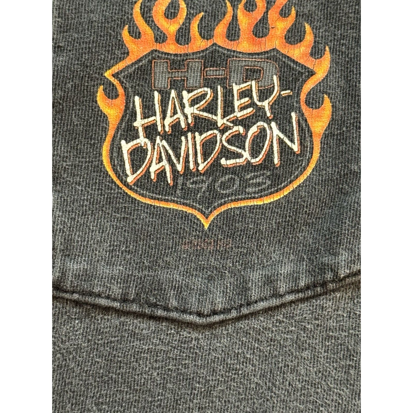 Harley Davidson VINTAGE Harley-Davidson Motorcycles Pocket Tee T-Shirt Logo Graphic Print Black 2003 2000s Men L Crew Neck Short Sleeve Pockets Biker Motorcycle TX Size US L / EU 52-54 / 3 - 3 Thumbnail