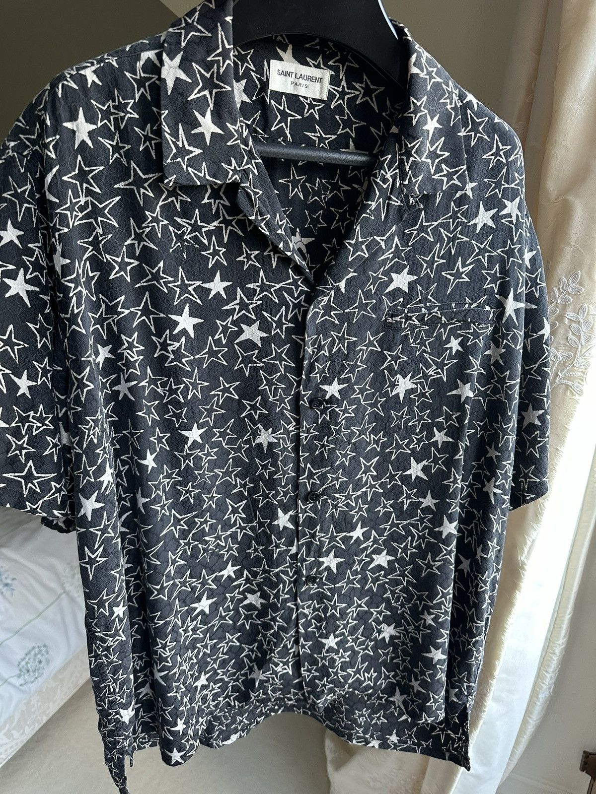 Saint Laurent Paris SS20 Saint Laurent star silk camp shirt Hawaiian 42 short Size US L / EU 52-54 / 3 - 18 Thumbnail