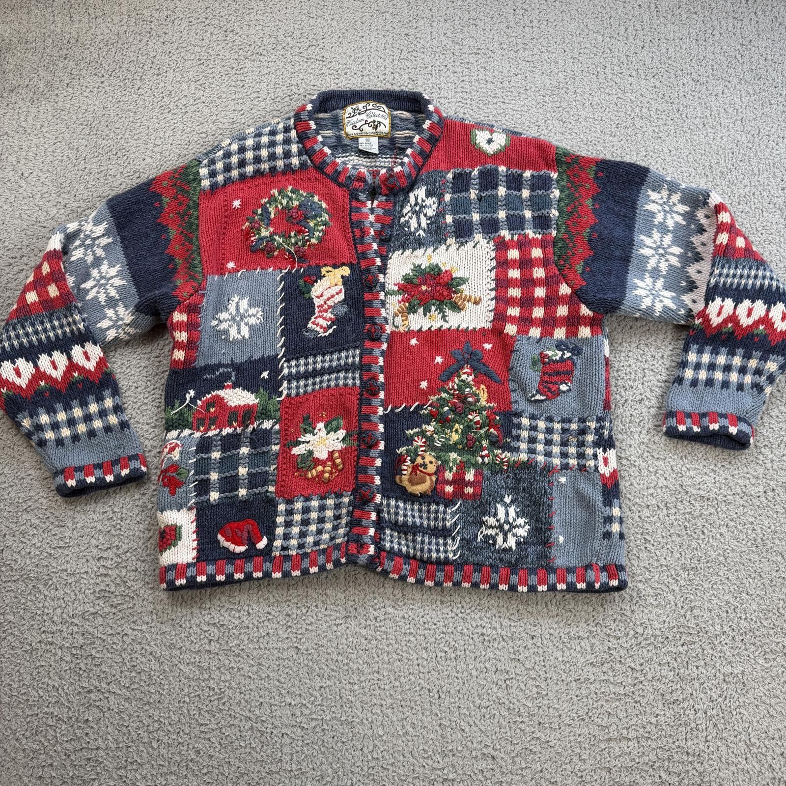 Other Vintage 90s Heirloom Collectibles Christmas Cardigan Sweater Size XL / US 12-14 / IT 48-50 - 1 Thumbnail