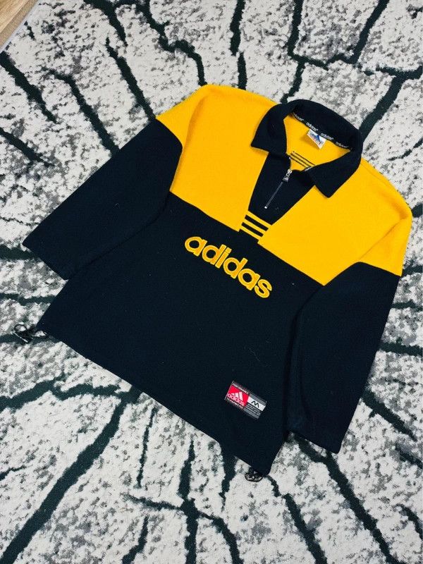 Adidas Vintage Adidas fleece yellow navy XXL Size US XXL / EU 58 / 5 - 2 Thumbnail