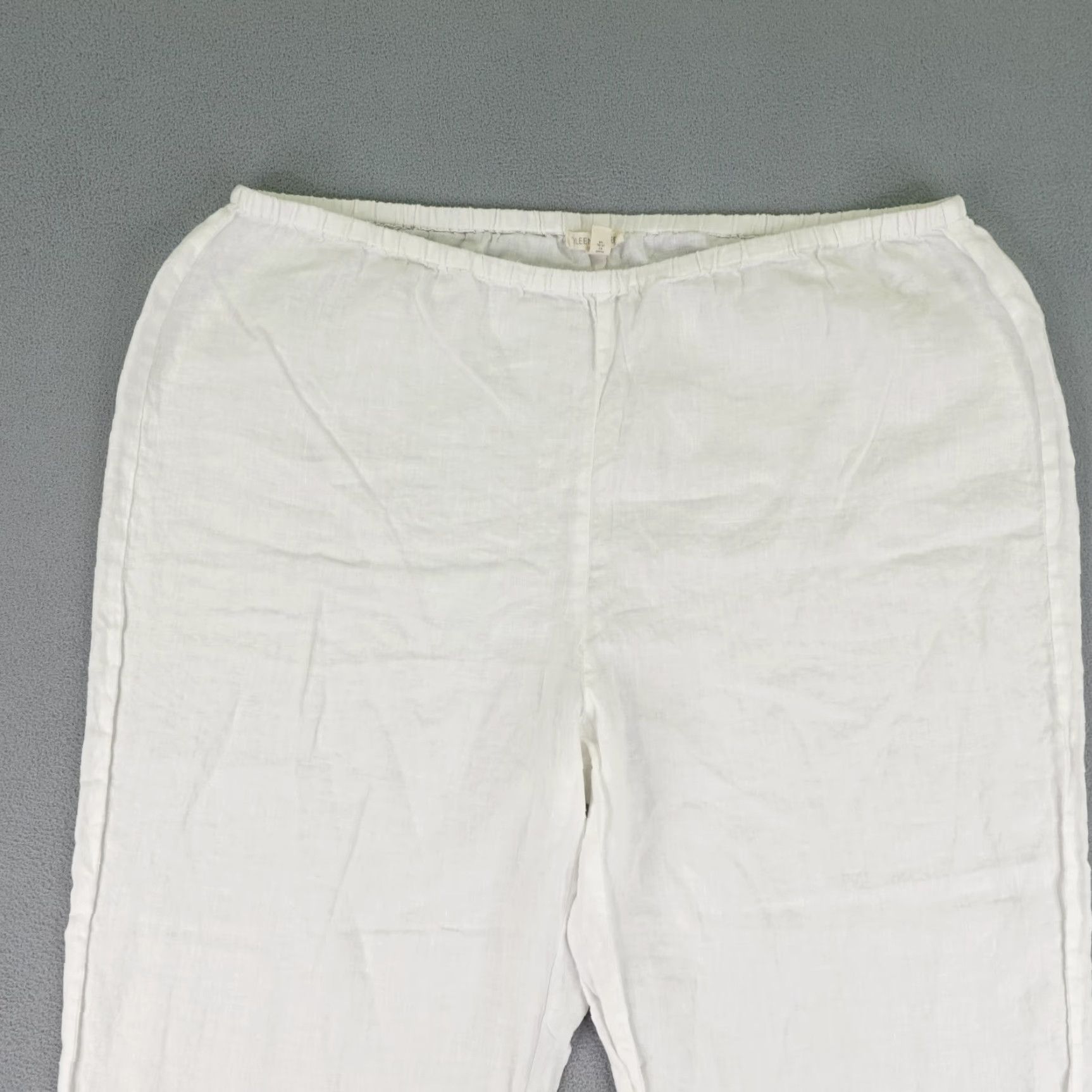Eileen Fisher VINTAGE Eileen Fisher Pants Women Large White Linen Wide-Leg Cropped Bohemian Inseam 21in Regular Size 36" / US 14 / IT 50 - 2 Thumbnail