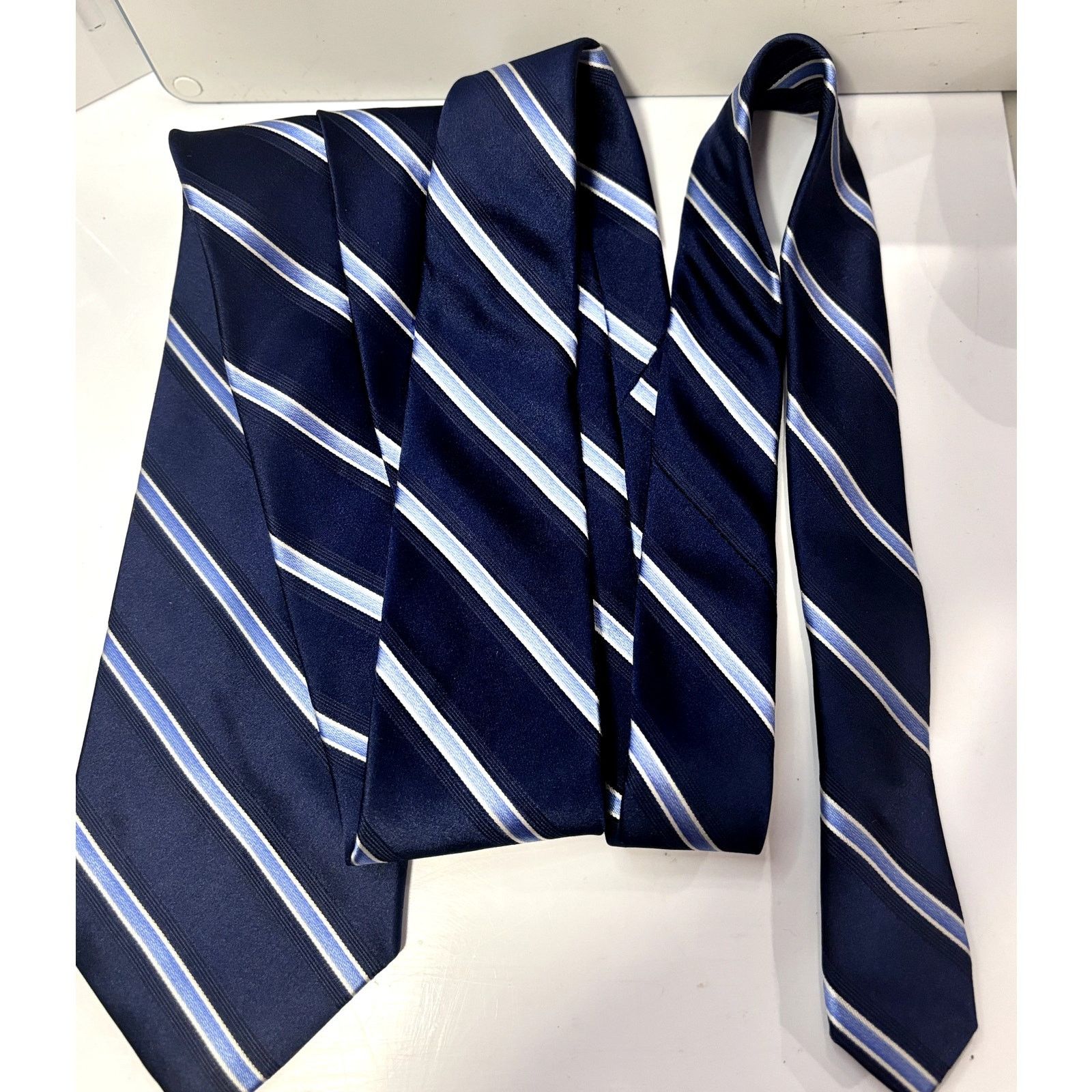 U.S. Polo Assn. U.S. POLO ASSN. Silk Navy White Light Blue Strip Neck Tie Size ONE SIZE - 7 Thumbnail