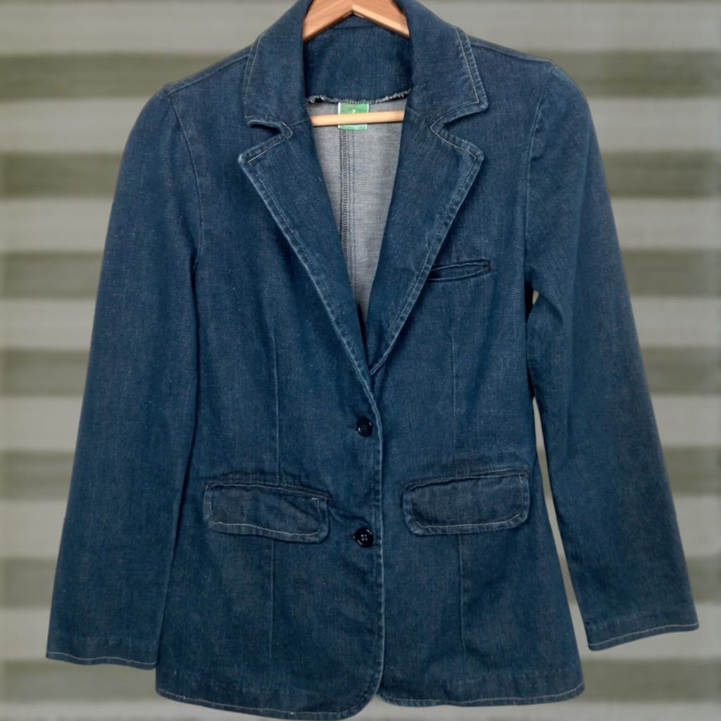 Wrangler VINTAGE Wrangler Denim Blazer Women 7 Blue Indigo Western Office Wear Jean Blazer Size 28" / US 6 / IT 42 - 1 Thumbnail