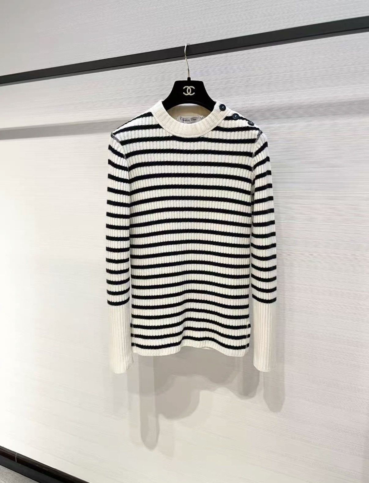 Dior Dior Classic Navy Collar Striped Cashmere Sweater J33 Size XXS / US 00 / IT 34 - 3 Thumbnail