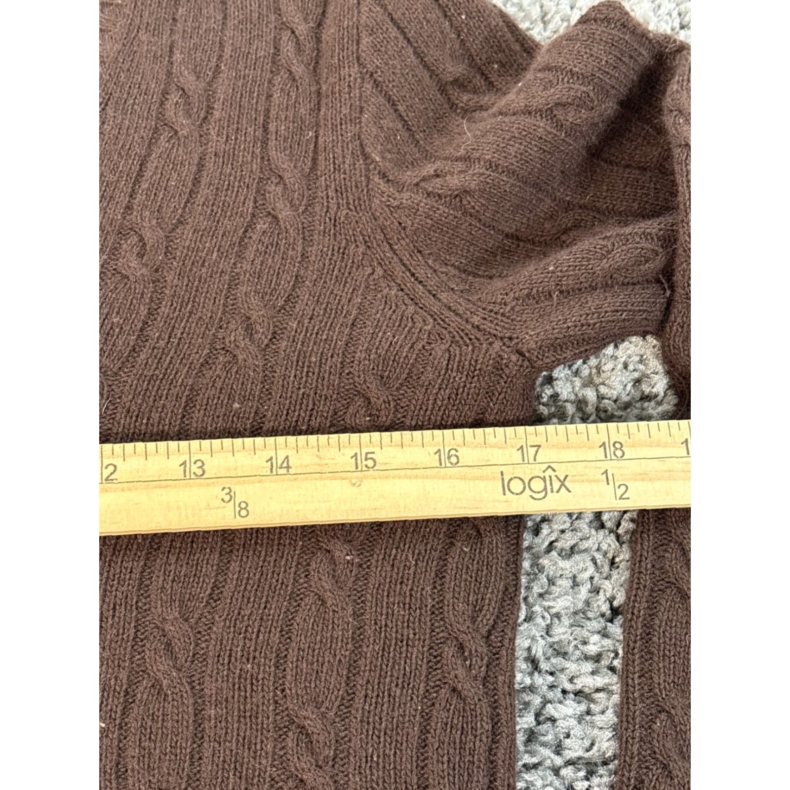 J.Crew VINTAGE J.CREW Sweater Shirt Womens Small Brown Cable-Knit Wool Cashmere Blend V-Neck Mens? Size S / US 4 / IT 40 - 4 Thumbnail