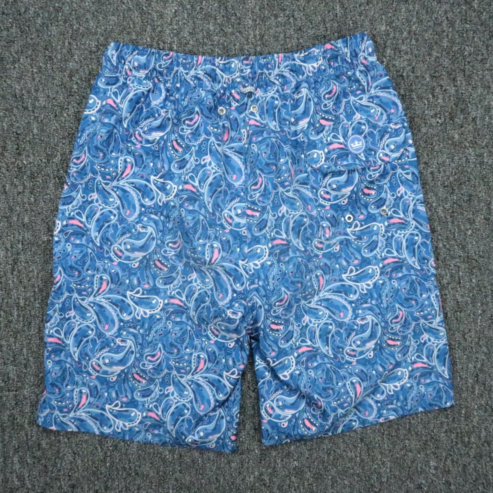 Peter Millar Peter Millar Swim Trunks Mens Small Blue Paisley Seaside Collection Trunks Lined Pockets Drawstring Beach Water Sports Size US 29 - 3 Thumbnail