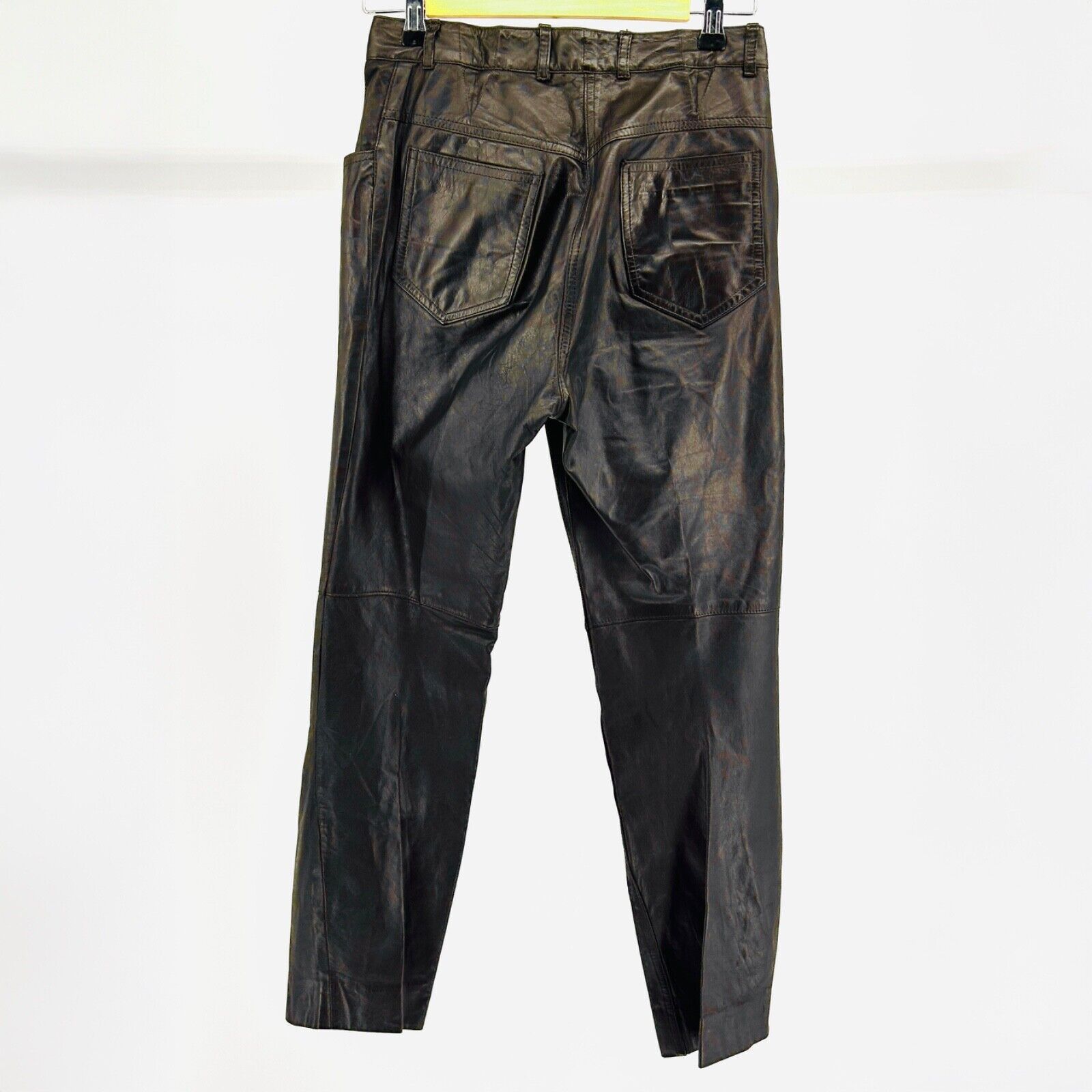 Other 80s/90s Pia Rucci Dark Chocolate Brown 100% LEATHER Pants Size 30" / US 8 / IT 44 - 5 Thumbnail