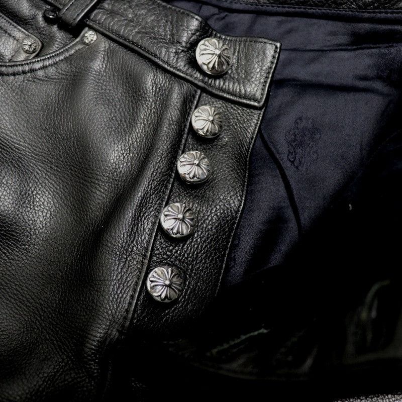Chrome Hearts Chrome Hearts Flare Knee Leather Pants Size US 29 - 3 Thumbnail
