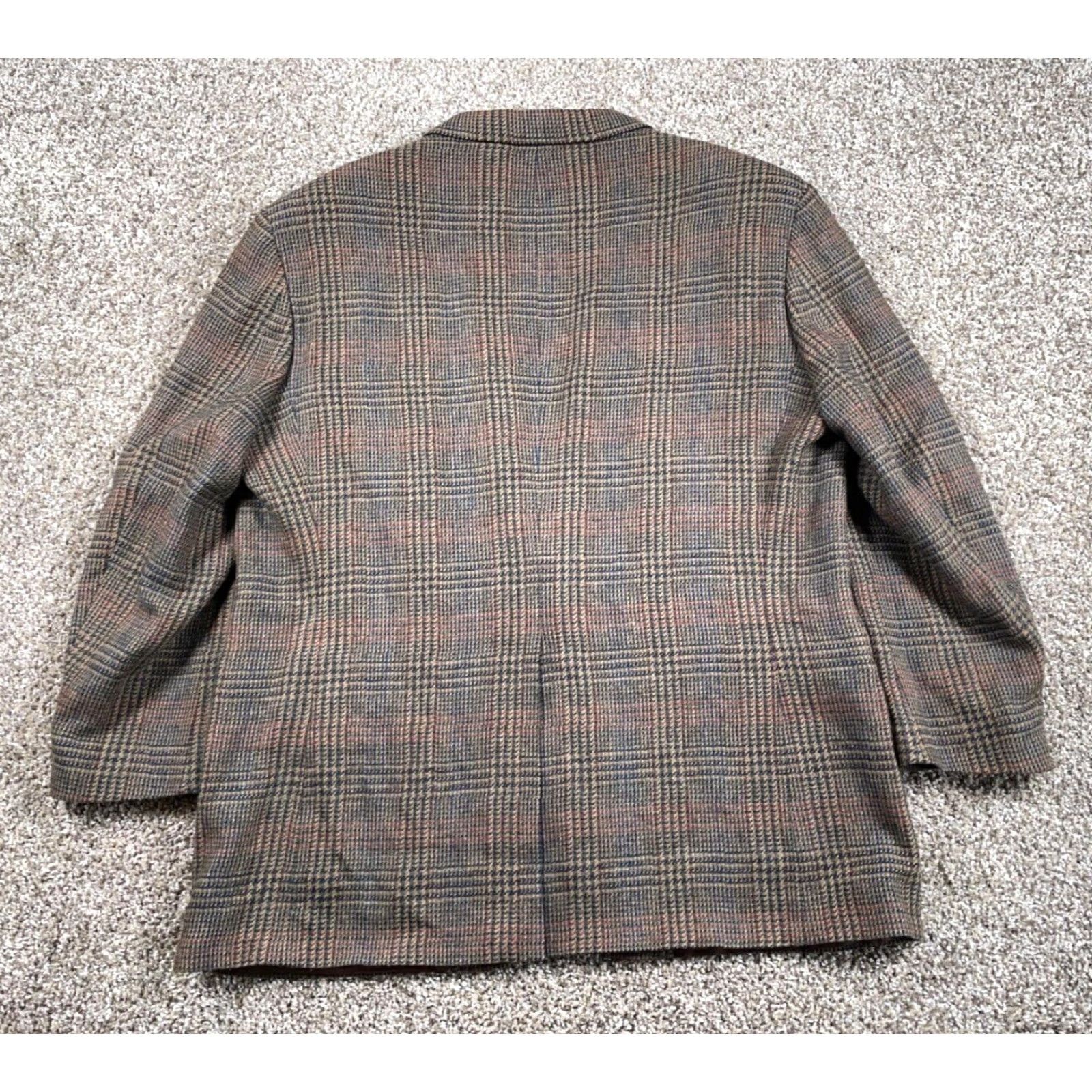 Vintage VINTAGE Hunter's Glen Wool Blazer Men 46 Regular Brown Glen Check 2 Button Jacket Size 46R - 2 Thumbnail