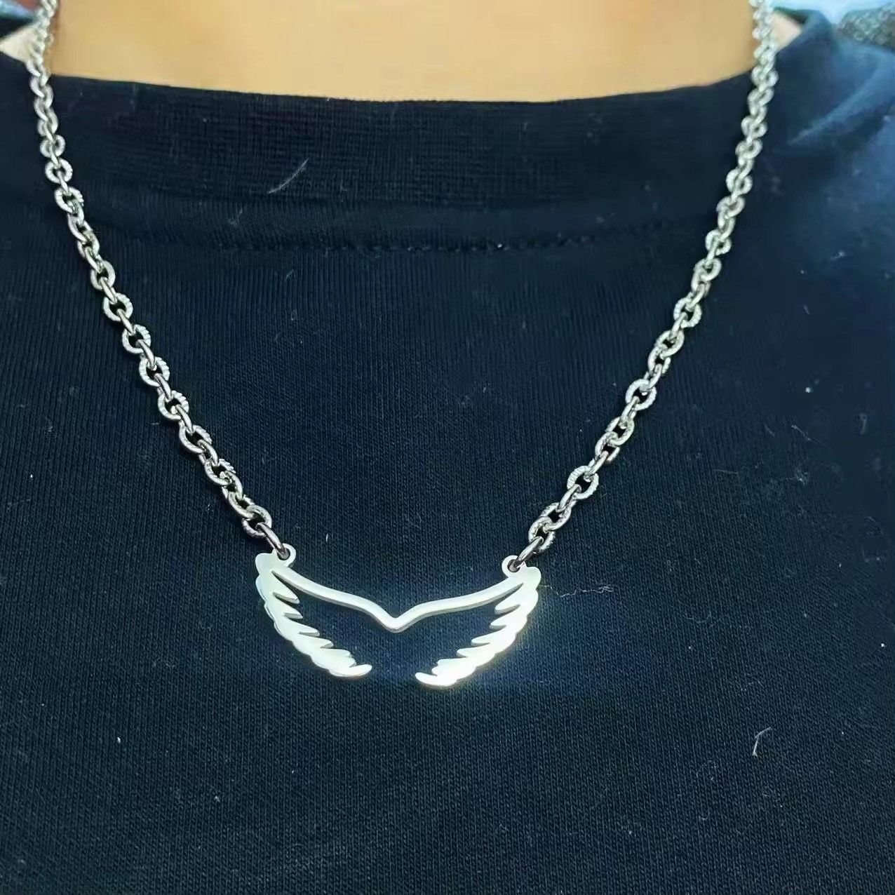 Jewelry Stainless Steel Wings Necklace Size ONE SIZE - 4 Thumbnail