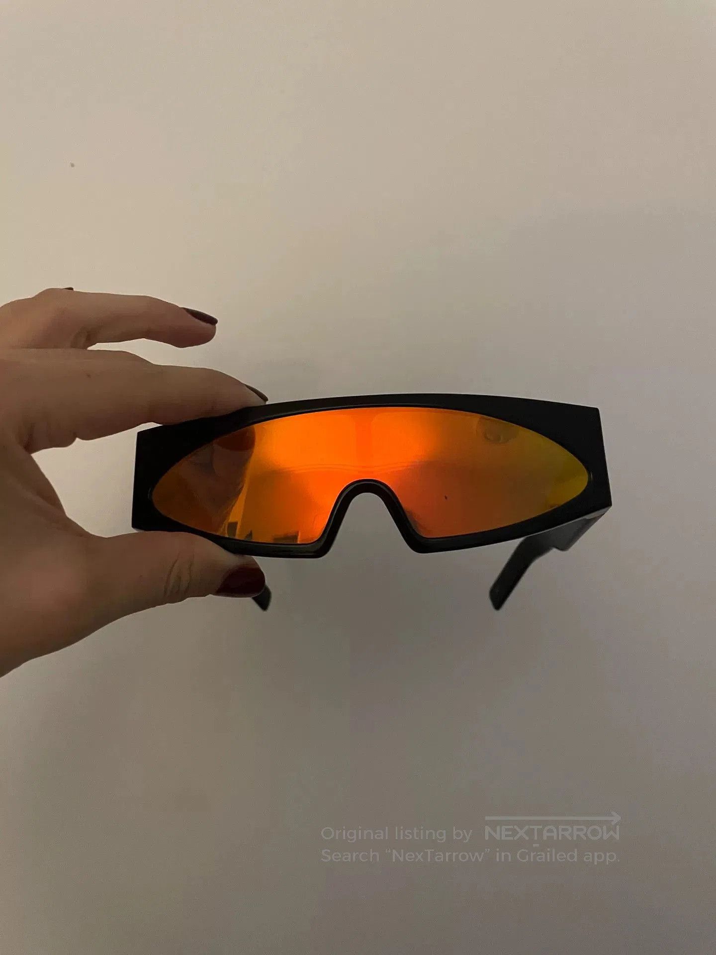 Rick Owens Rick Owens futuristic sunglasses with orange lenses. Size ONE SIZE - 1 Thumbnail
