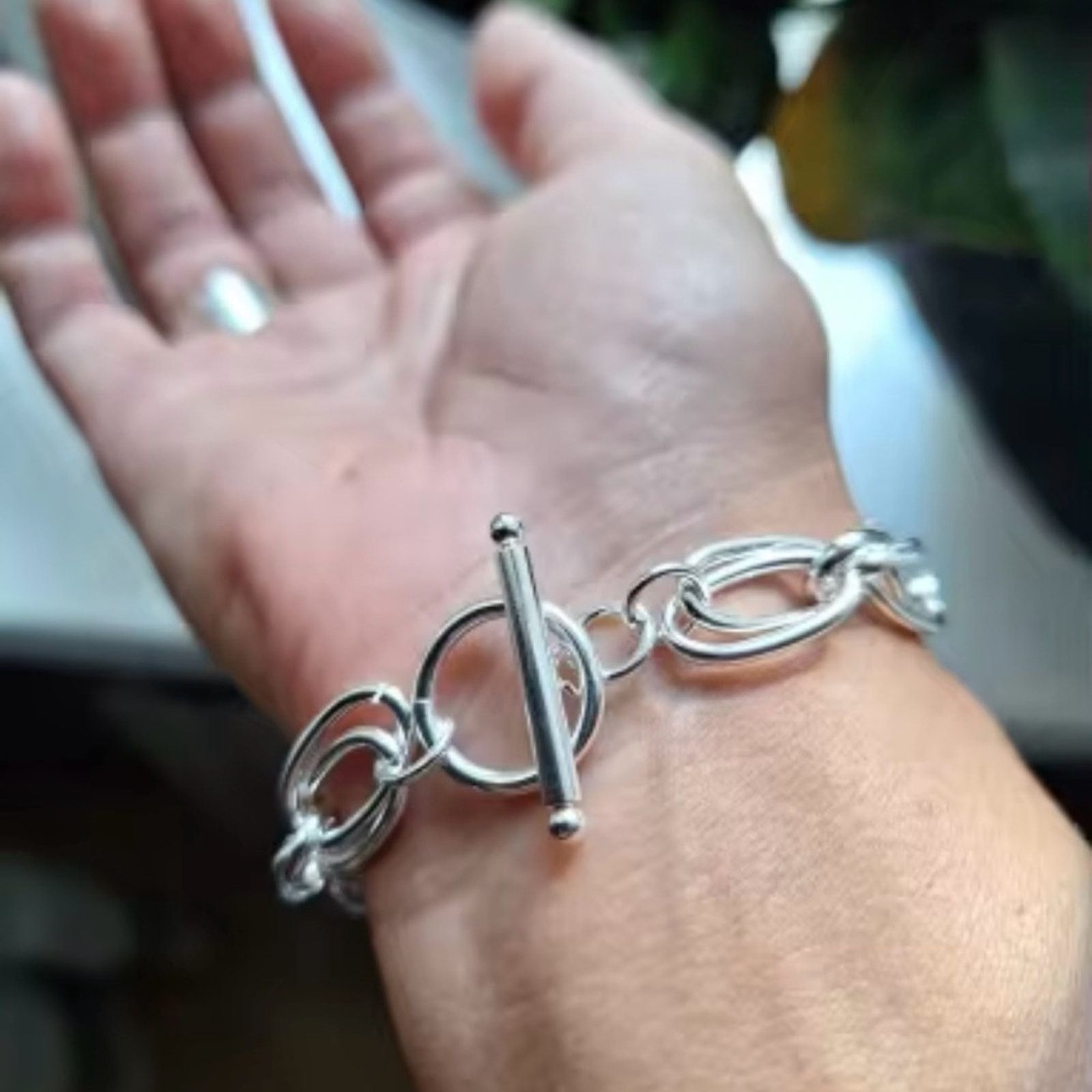 Other Sterling Silver Thick Double Chain Bracelet Size ONE SIZE - 4 Thumbnail