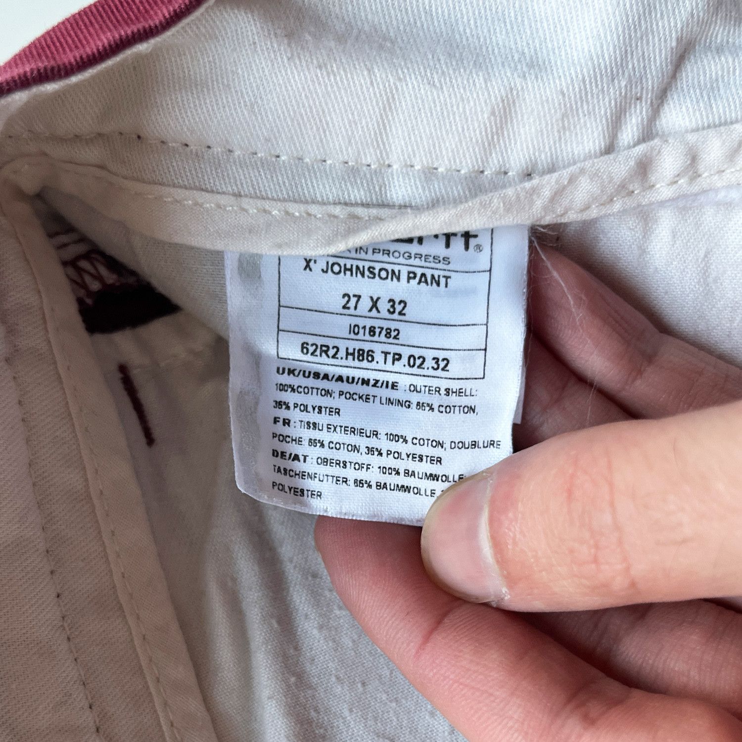 Carhartt Wip X'Johnson Cropped Pant in Burgundy Red Size US 27 - 5 Thumbnail