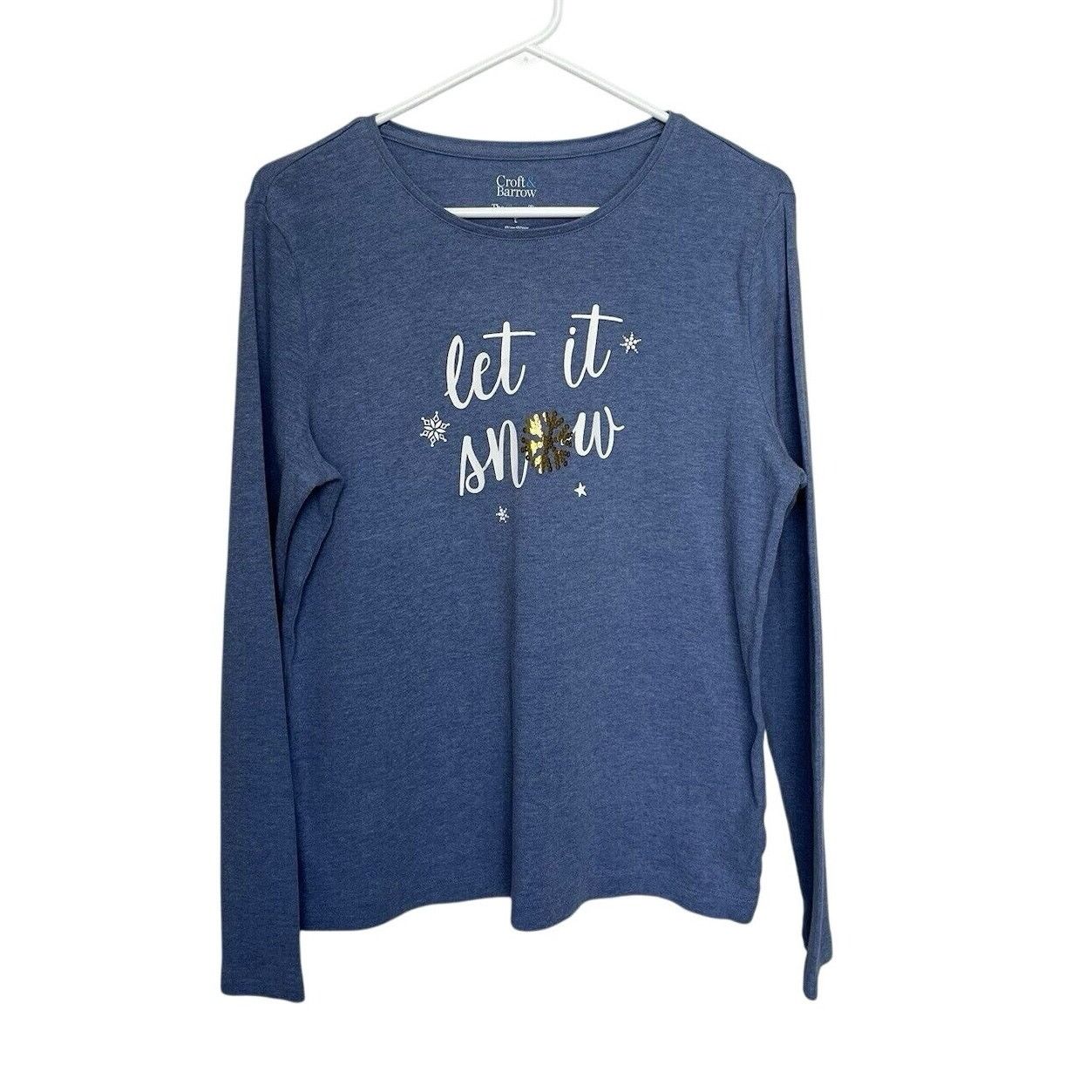 Croft & Barrow Croft & Barrow | Let It Snow Sequin Snowflake LS Top Large Size L / US 10 / IT 46 - 1 Thumbnail