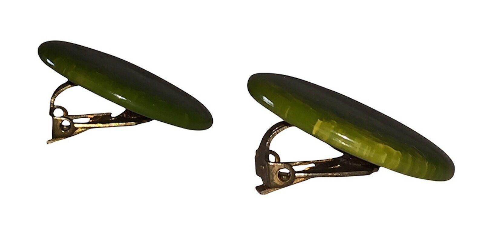 Designer Green Swirl Round Bakelite Earrings Size ONE SIZE - 3 Thumbnail