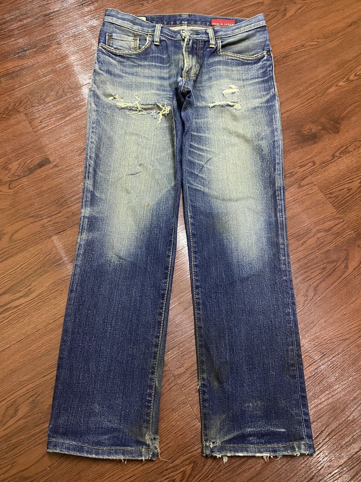Japanese Brand Vintage Edwin503 Limited Blue Wash Distressed Loose Jeans Size US 31 - 1 Thumbnail