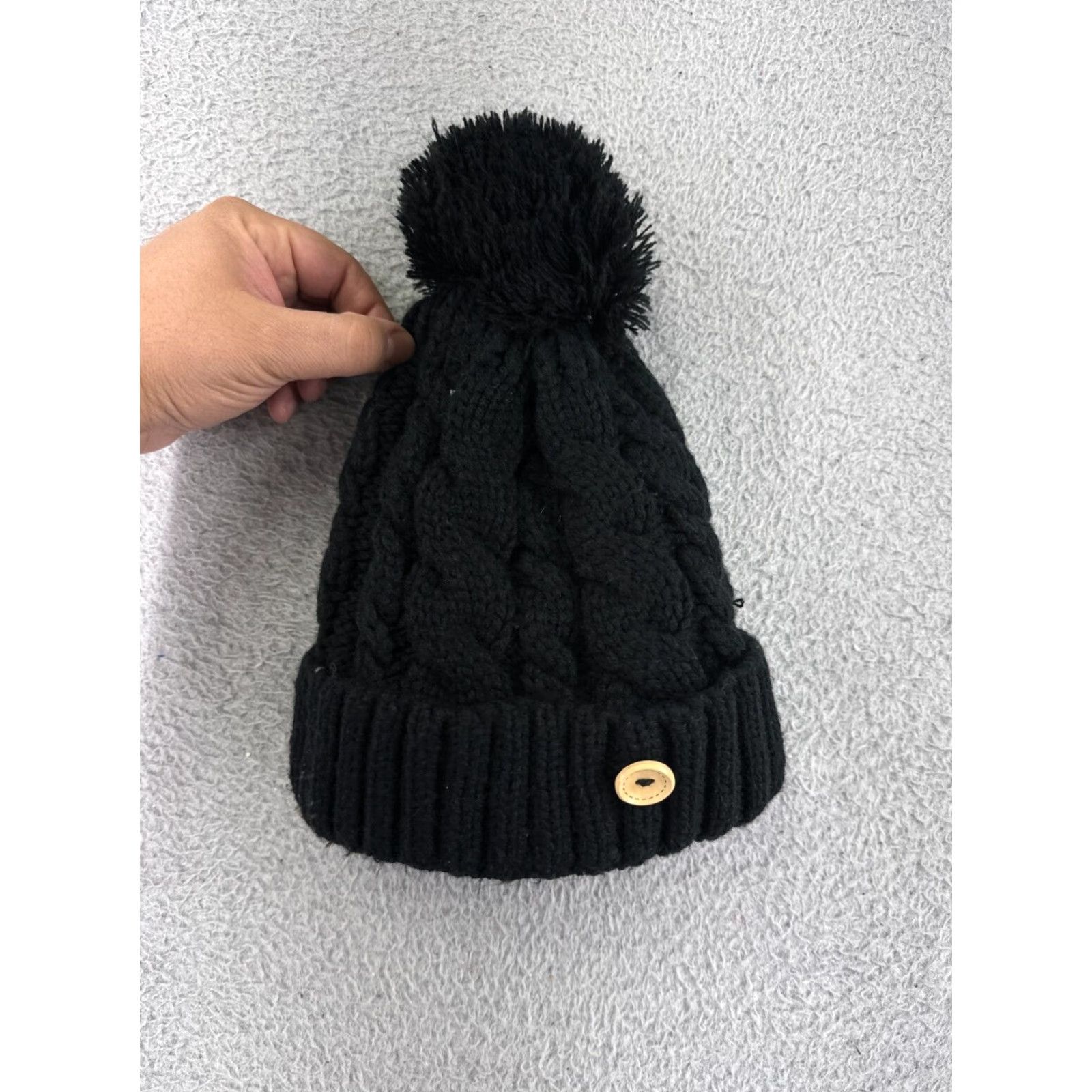 Vintage Vintage Sherpa-Lined Black Knit Beanie Hat Women’s Fall Winter Ski Casual Size ONE SIZE - 2 Thumbnail