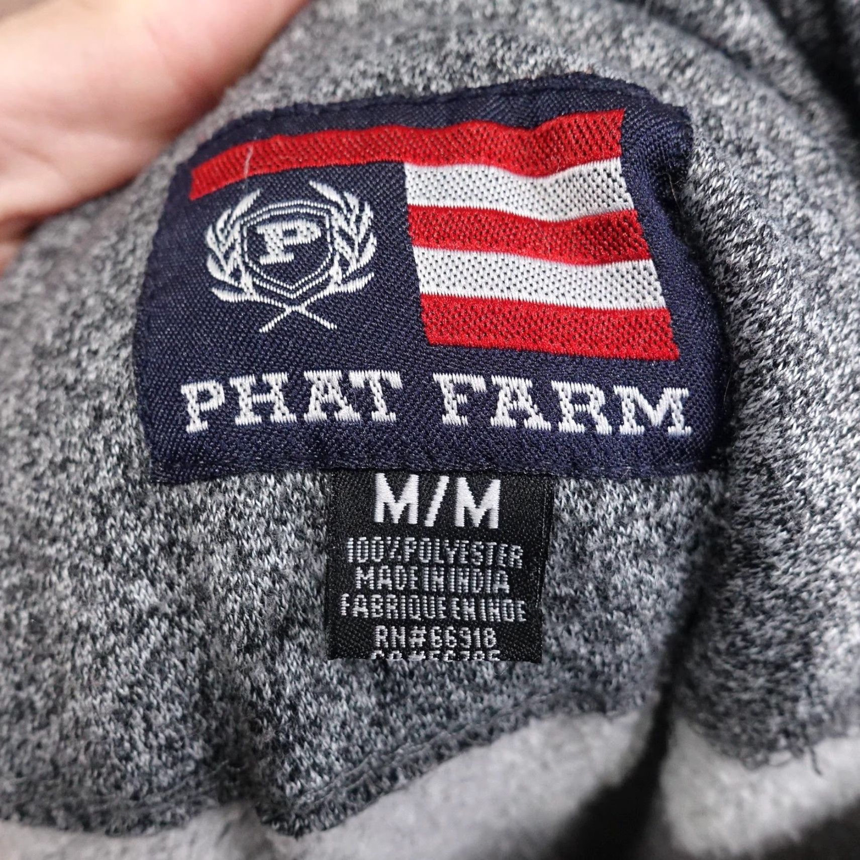 Phat Farm PHAT FARM Hoodie Mens M Gray Full Zip Sweatshirt 100% Polyester Hooded Front Zipper Logo Patch Size US M / EU 48-50 / 2 - 7 Thumbnail