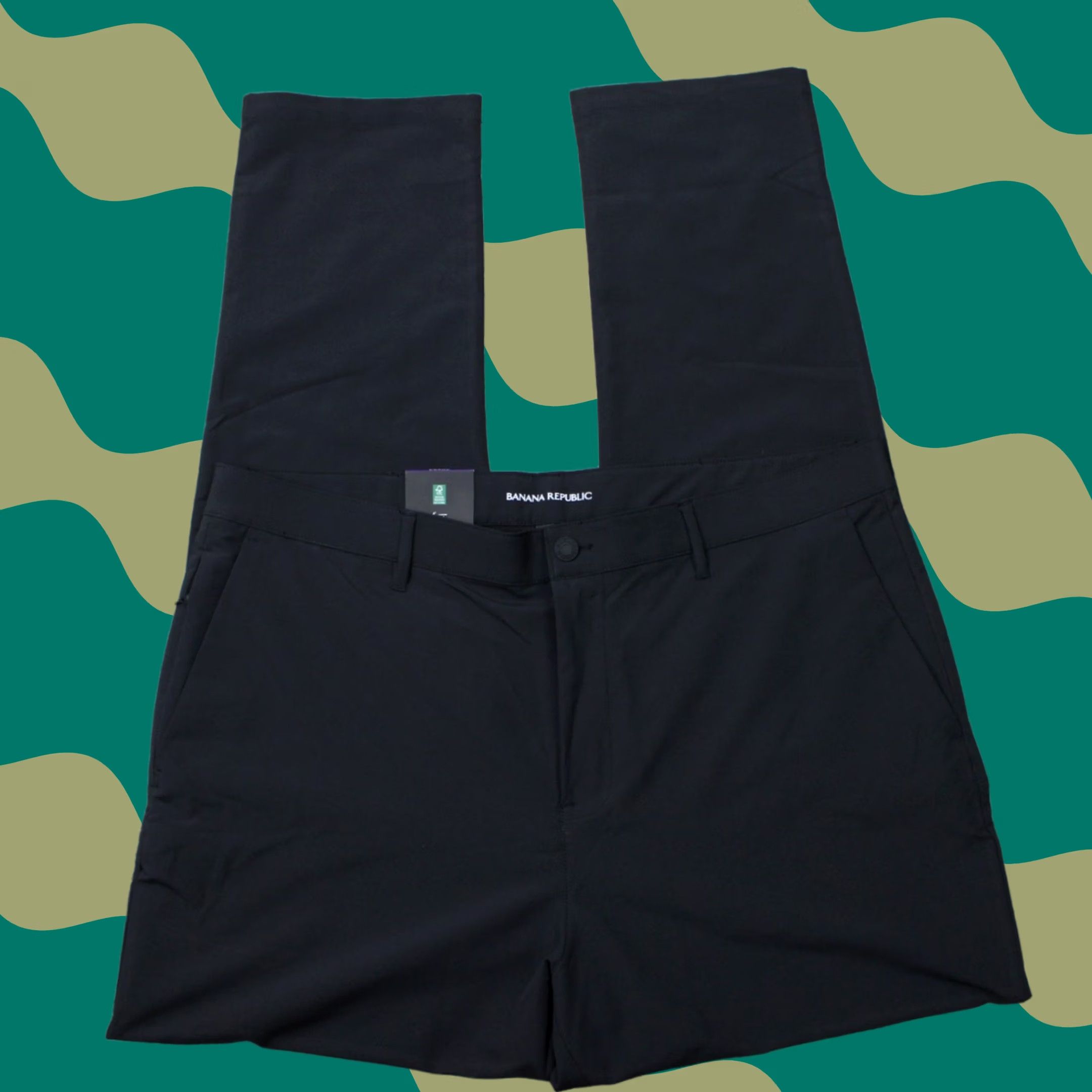 Banana Republic Banana Republic Pants Mens 40x34 Black Flat Front Straight Leg Polyester Wool Cotton Size US 40 / EU 56 - 1 Thumbnail