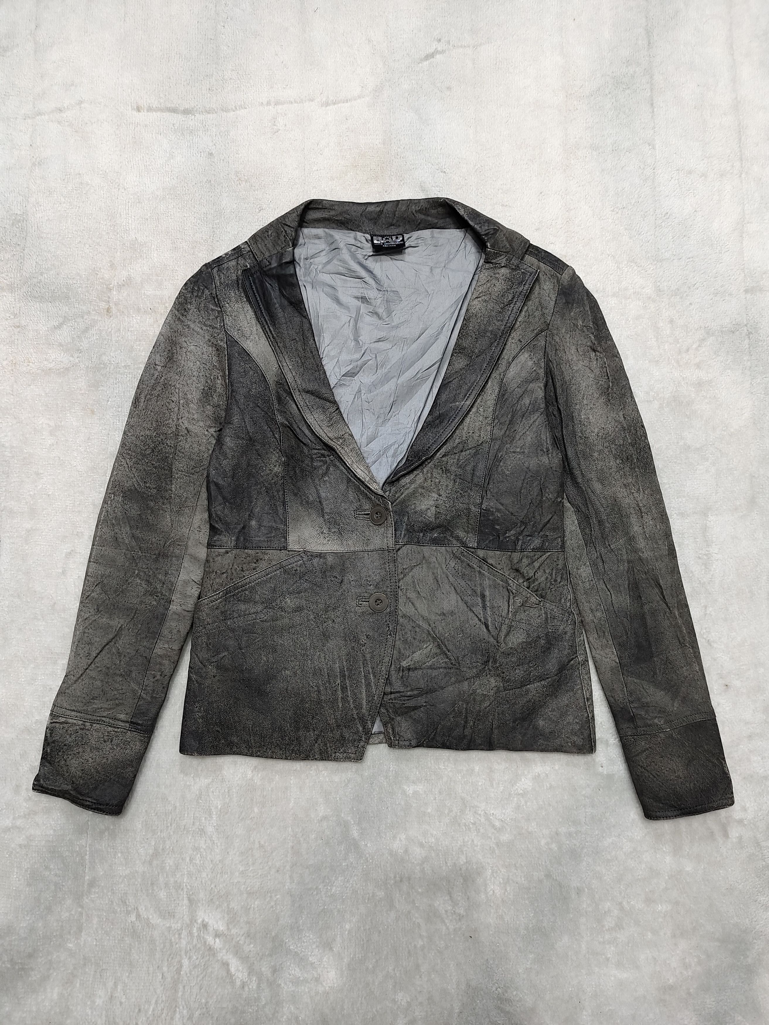If Six Was Nine 00s BAD Super-Grunge Distressed Washed Leather Jacket Size M / US 6-8 / IT 42-44 - 7 Thumbnail