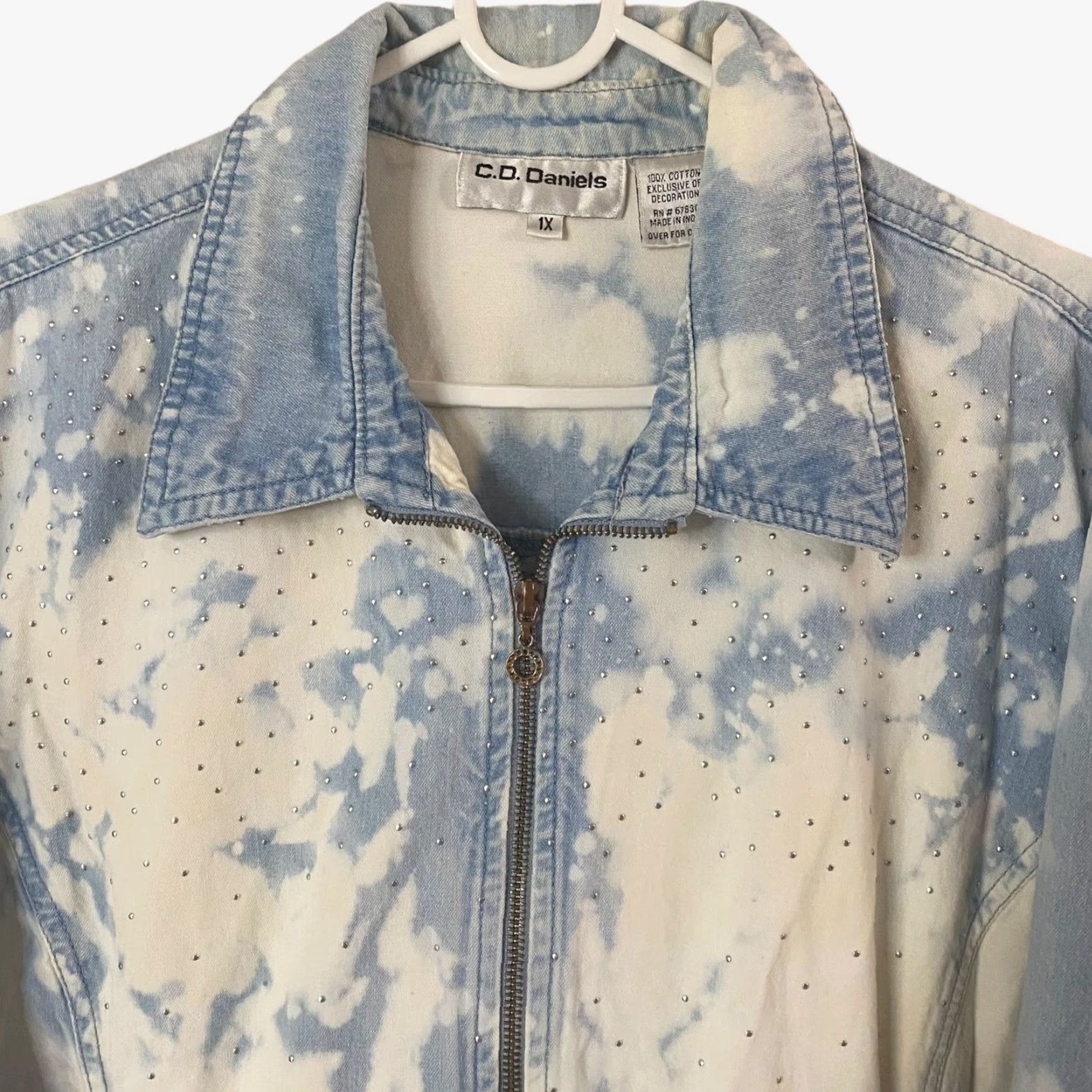 Vintage VINTAGE C.D Daniels Denim Jacket Womens 1X Blue Long-Sleeve Full Zip Jean Jacket Size 40" / US 18 - 5 Thumbnail
