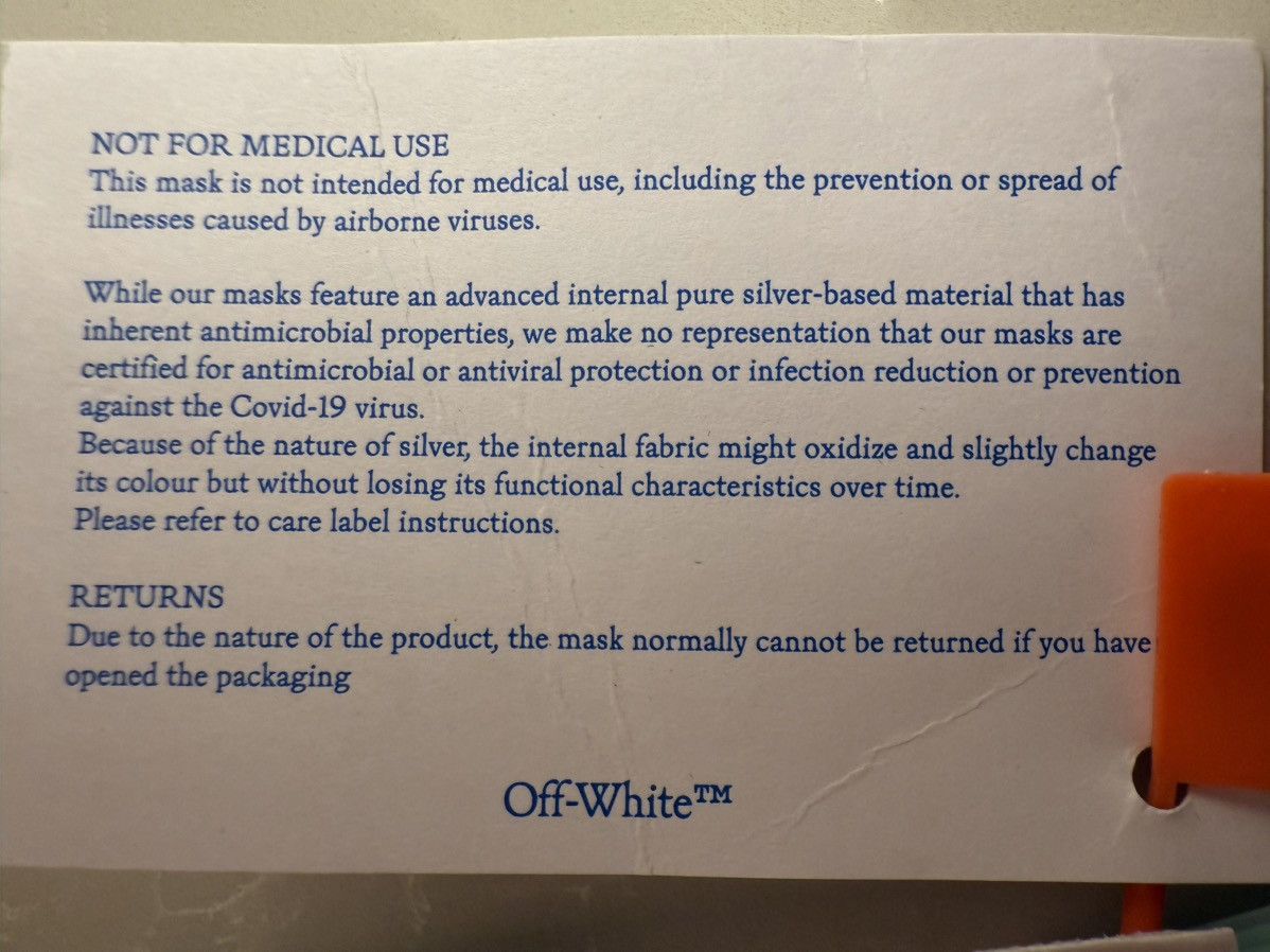 Off-White Off White Face Mask, face covering NEW! Genuine! S/M, Unisex Size ONE SIZE - 20 Thumbnail