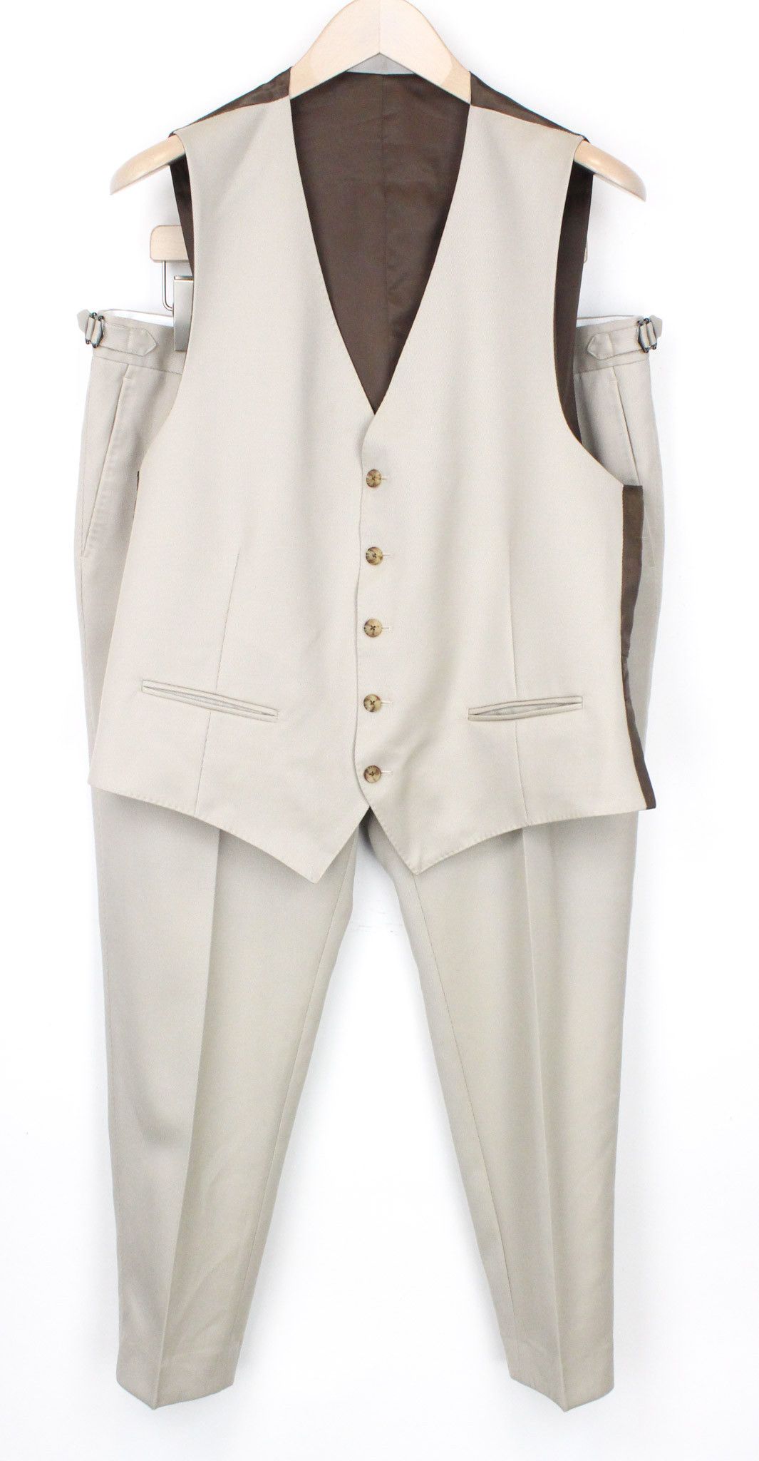 image of Suitsupply Ferrara Uk42R Trousers Waistcoat Brown Wool Suit 71898, Men's