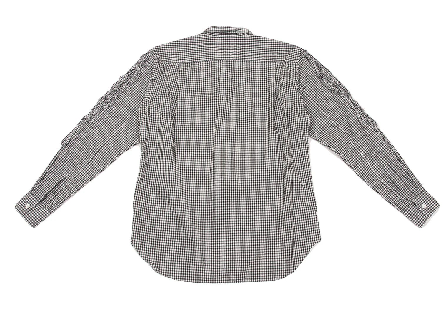 Comme des Garcons Homme Plus Gingham Check Frill Sleeve Shirt Black White XS Size US XS / EU 42 / 0 - 13 Thumbnail